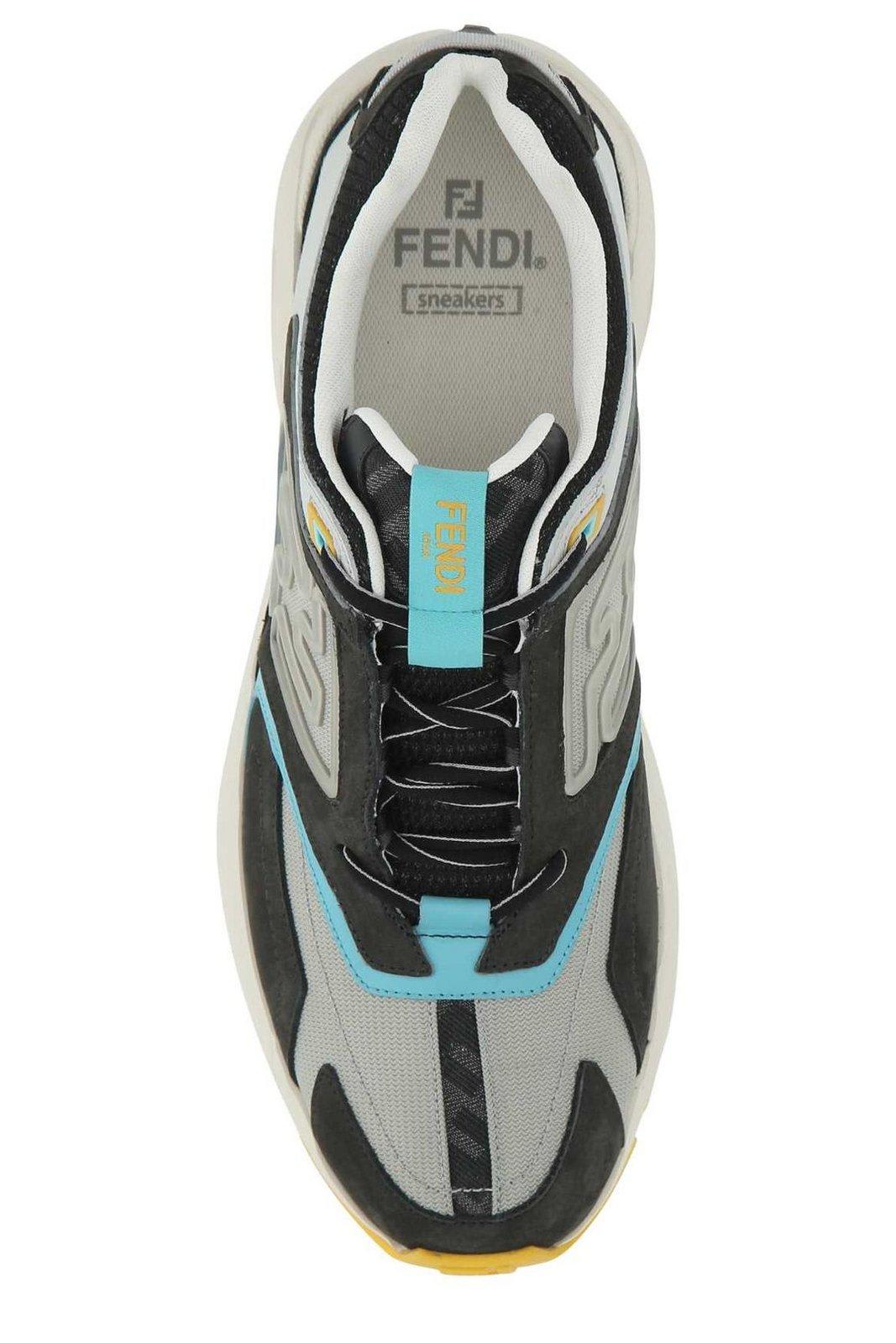 Shop Fendi Faster Ff-embossed Detailed Low-top Sneakers In Grey