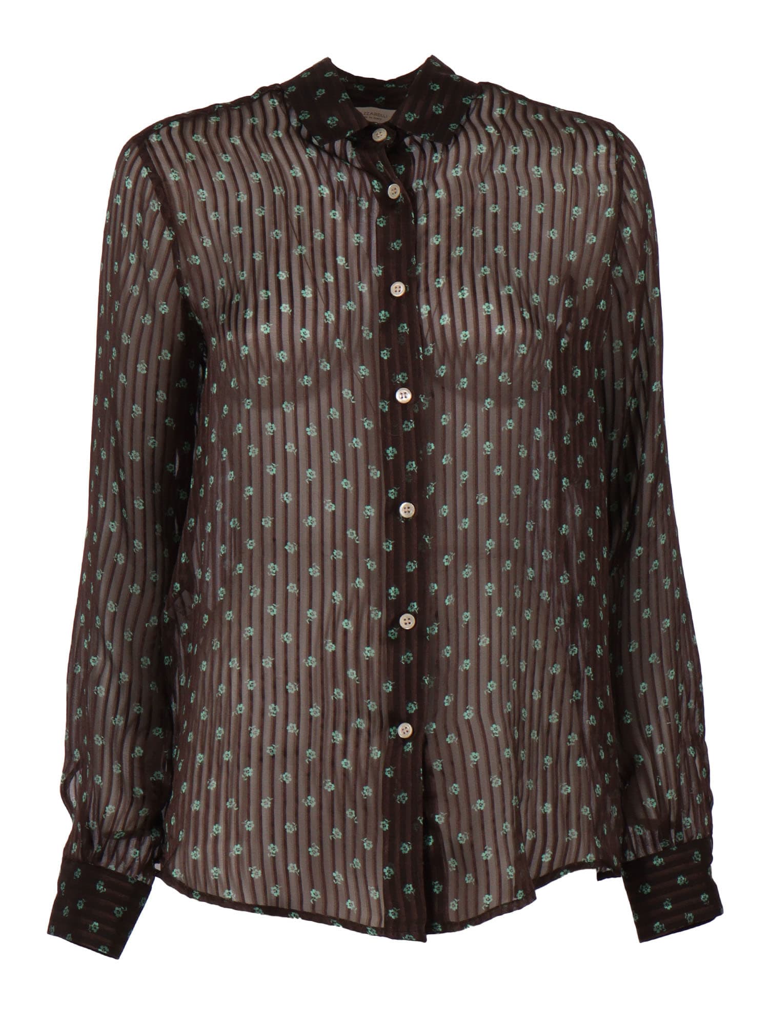 Mazzarelli Silk Shirt Mod. Mari B In Brown