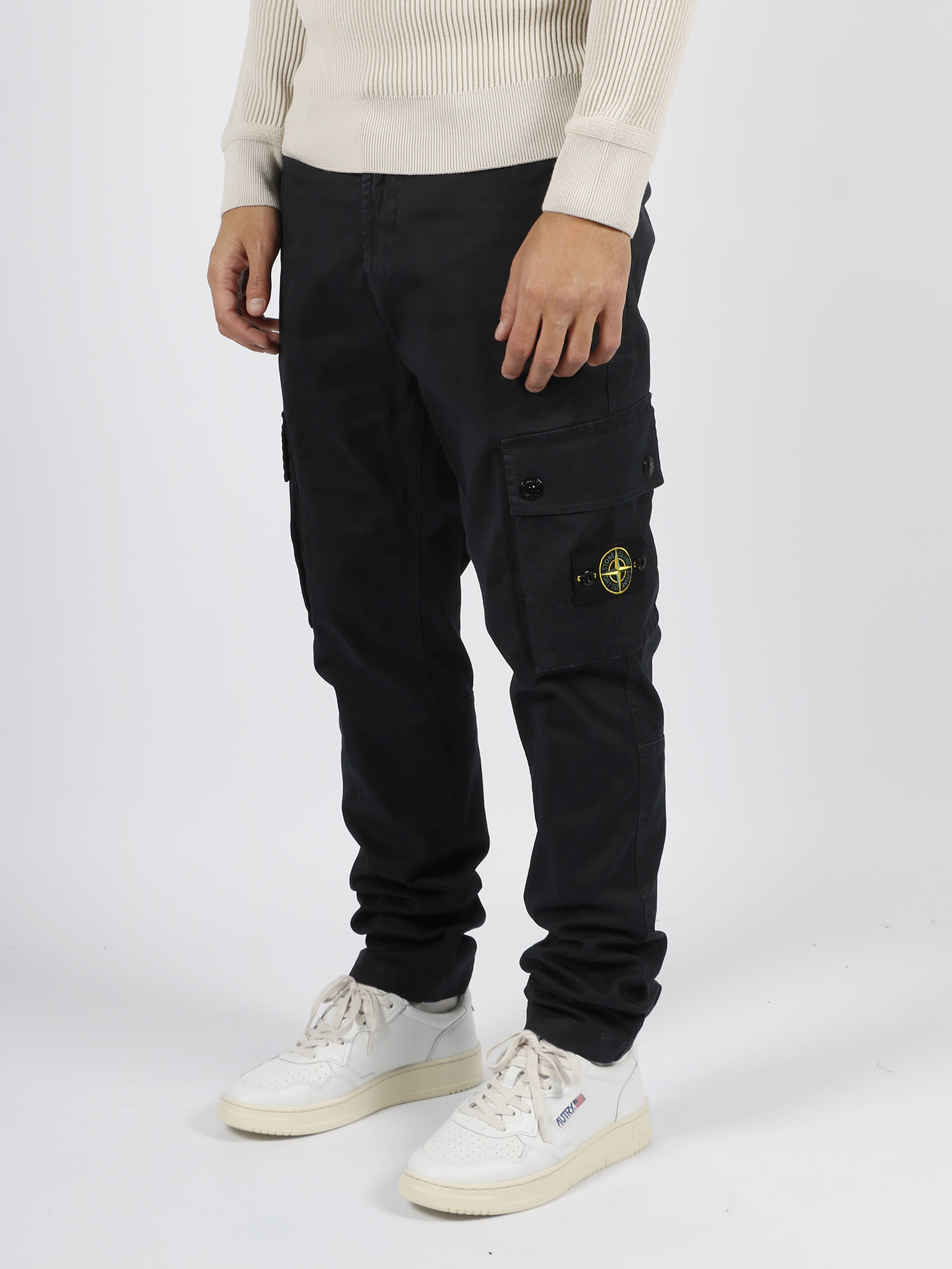 Shop Stone Island Slim Cargo Pants In Blue