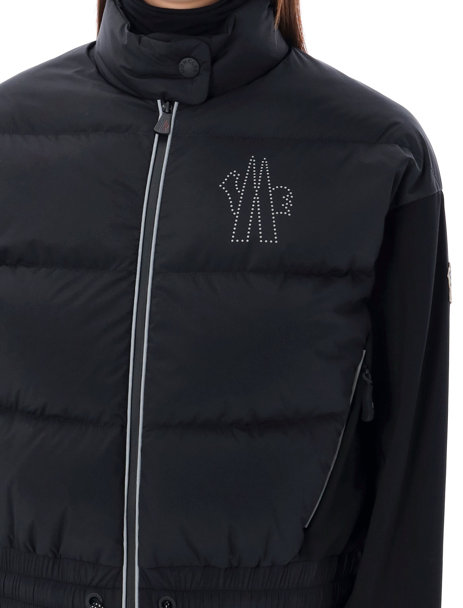 Shop Moncler Zip Up Cardigan In Black