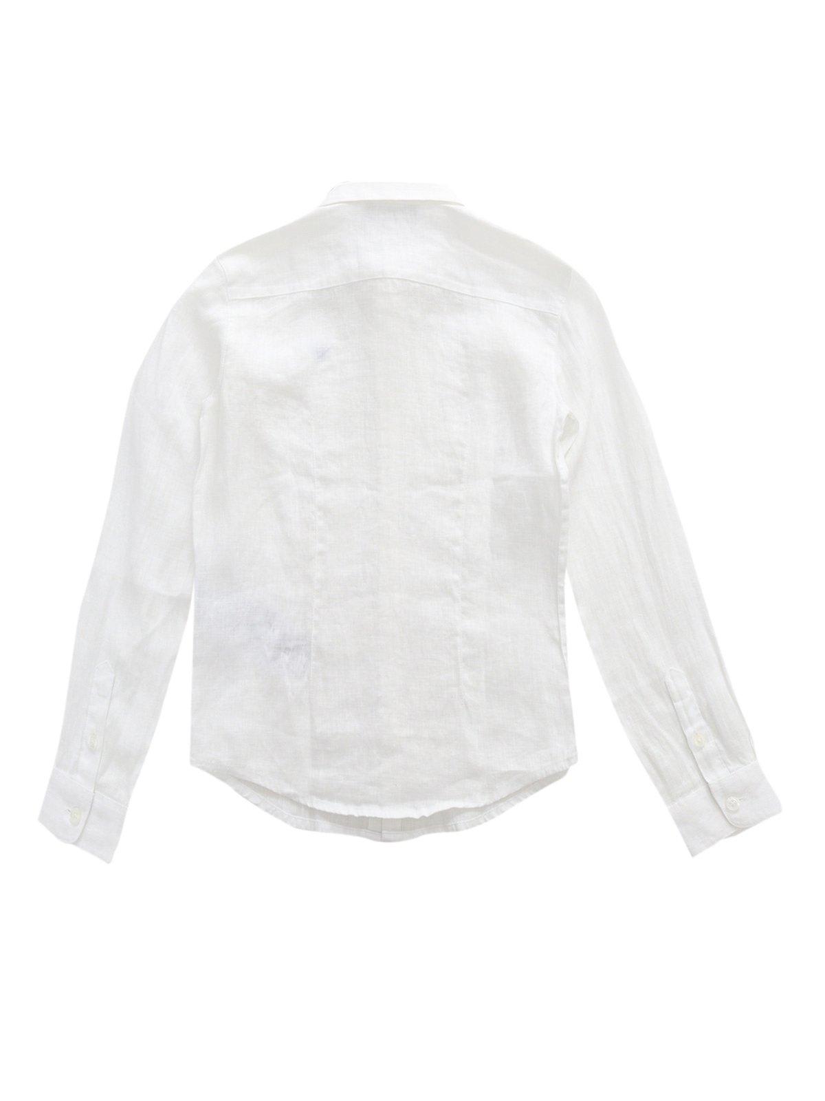 Shop Emporio Armani Logo Embroidered Buttoned Shirt In White