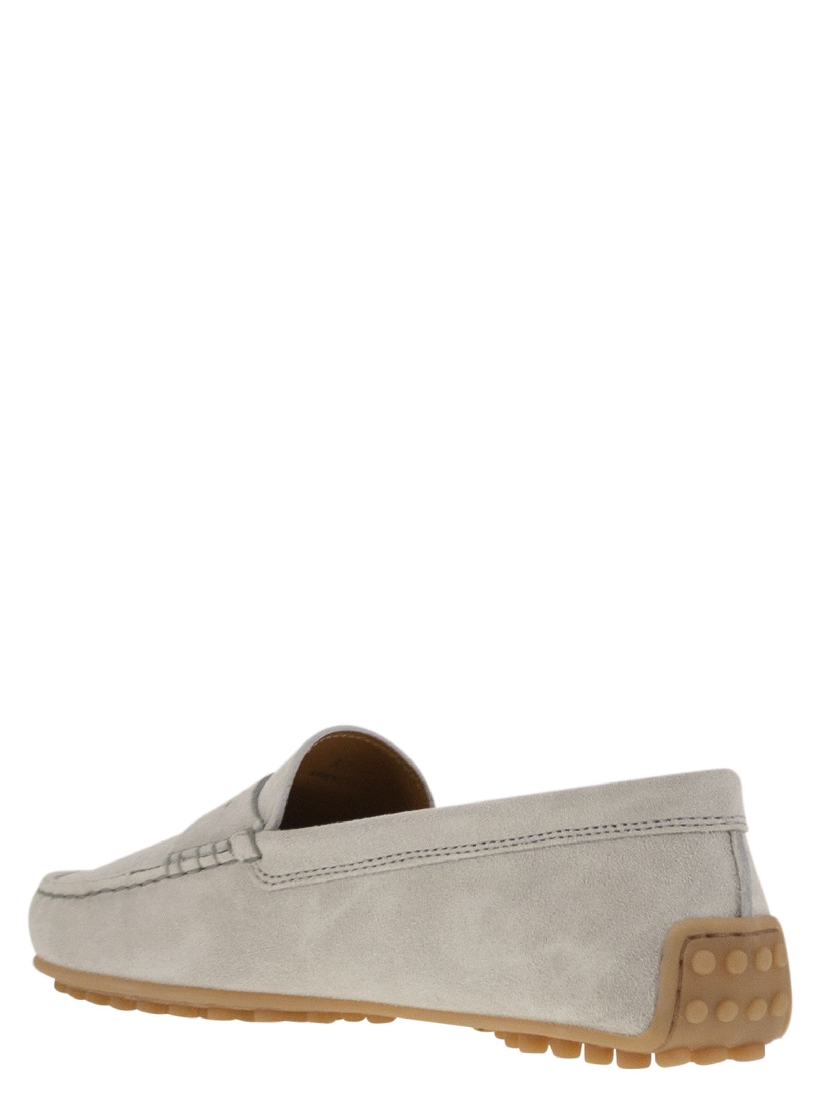 Tod's City Gommino Suede Loafer In Ice