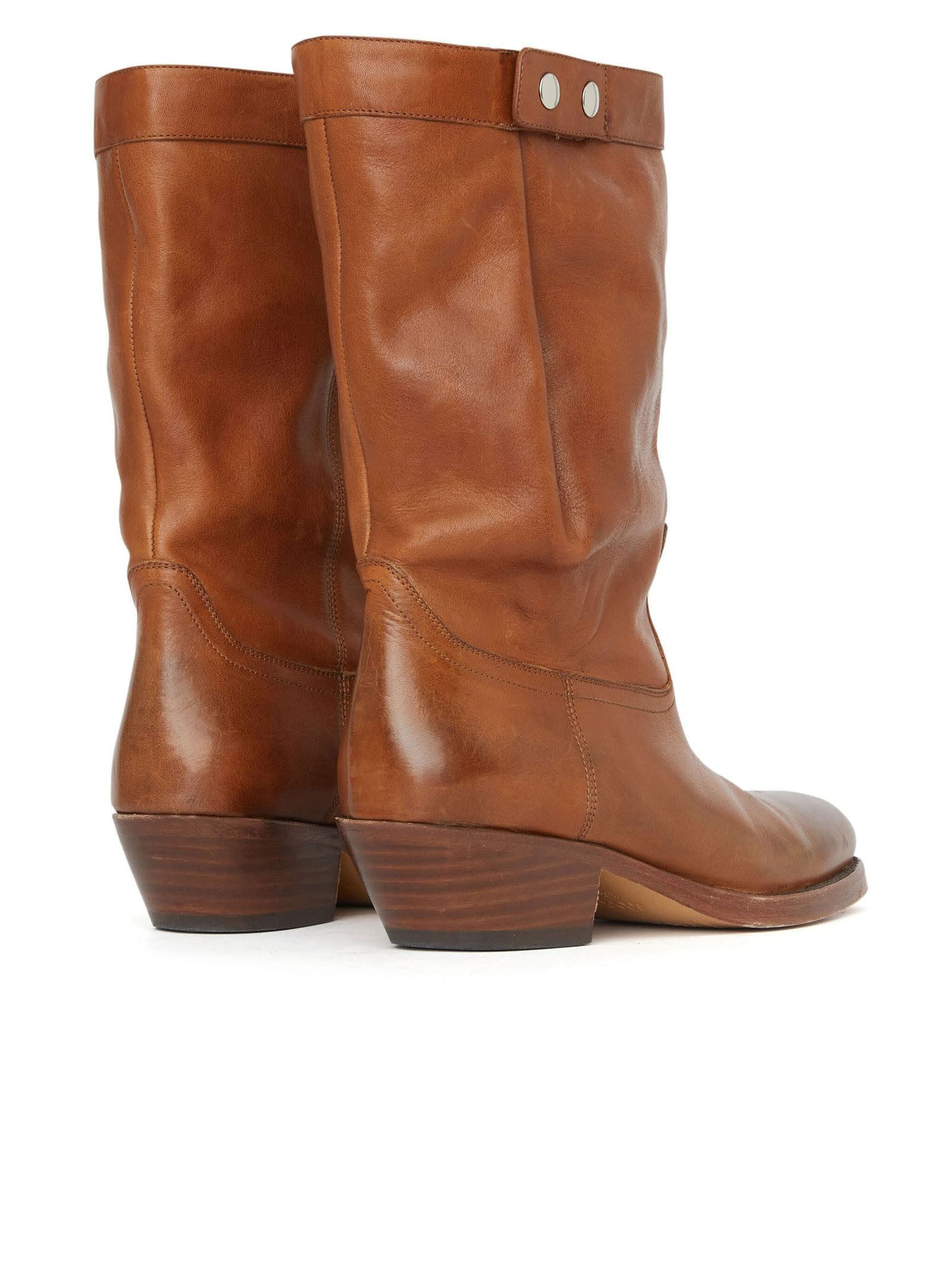 Shop Isabel Marant Ademe Brown Leather Boots