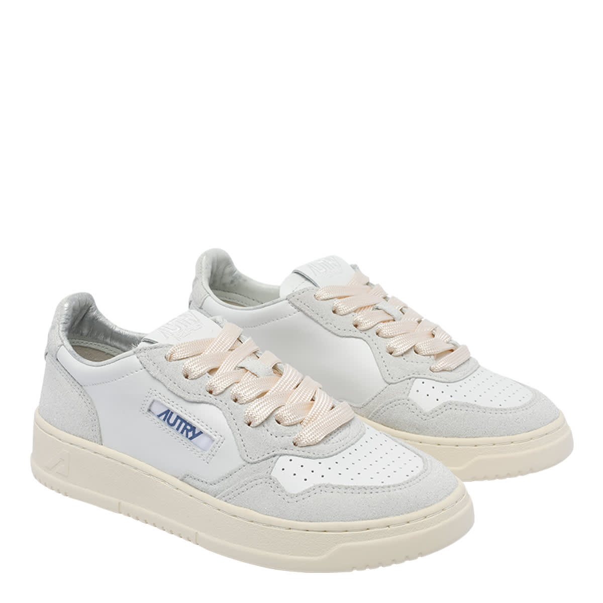 Autry White And Grey Medalist Low Sneakers In Gray