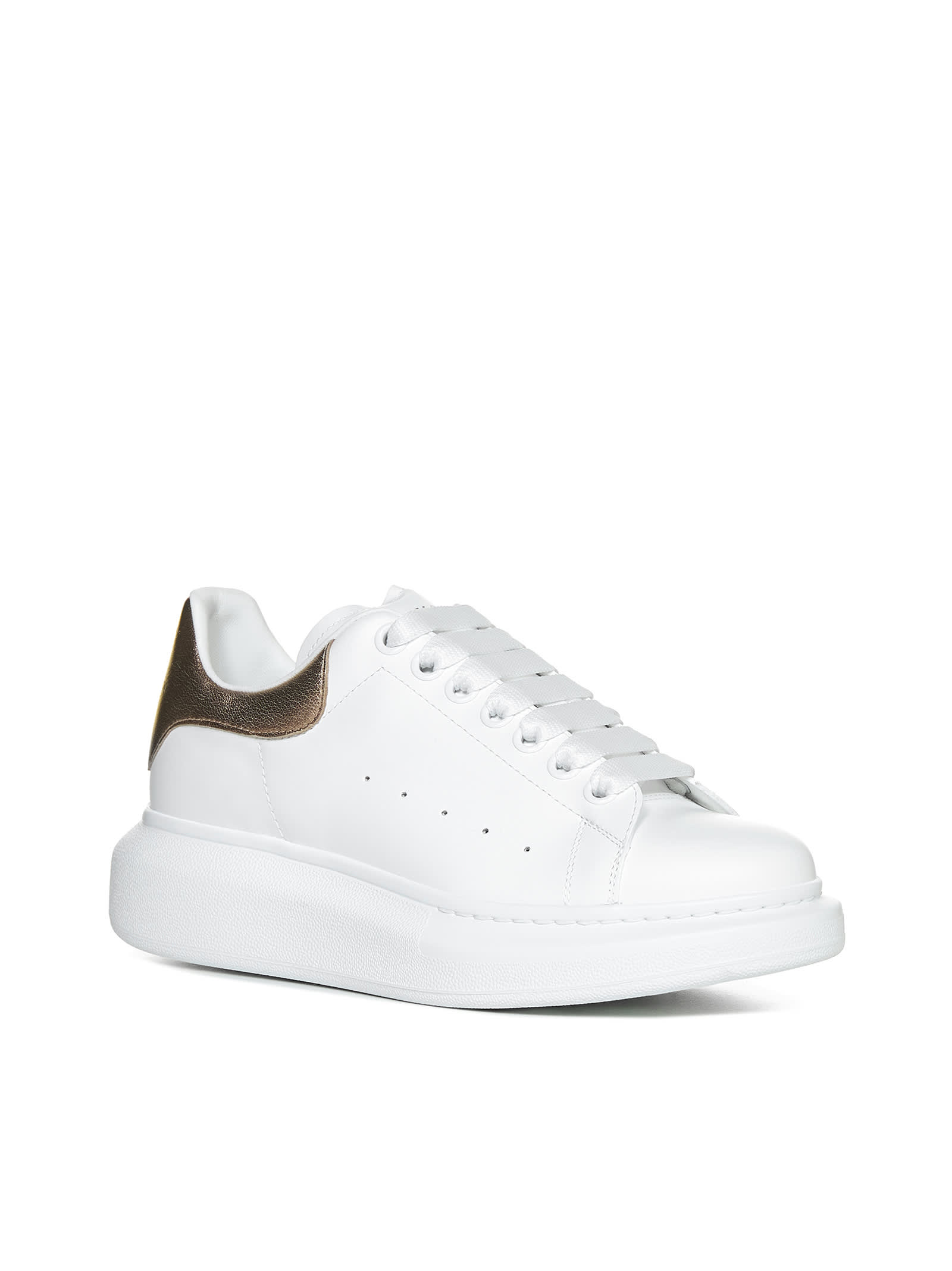 Shop Alexander Mcqueen Sneakers In White/rose Gold 171