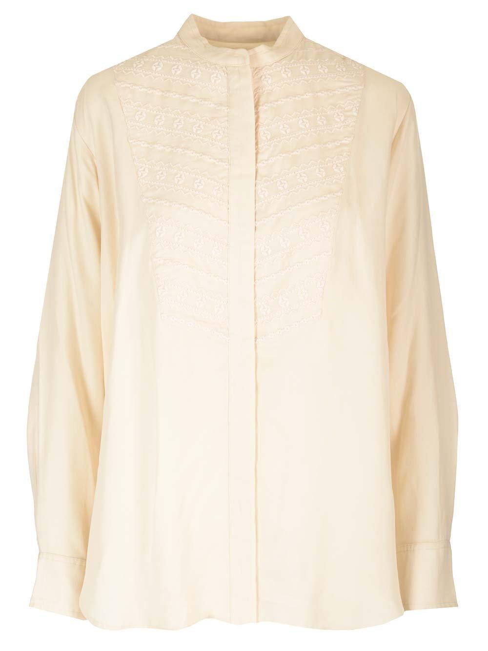 MARANT ETOILE BRITTEN EMBROIDERED-DETAILED LONG-SLEEVED SHIRT