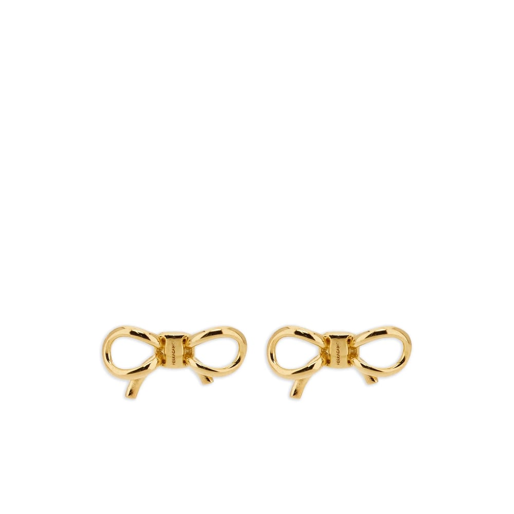 Ferragamo Stylish Bow Design Stud Earrings In Gold