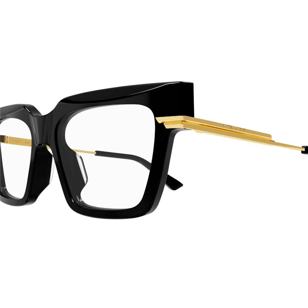 Shop Bottega Veneta Square Frame Glasses In 001 Black Gold Transparen