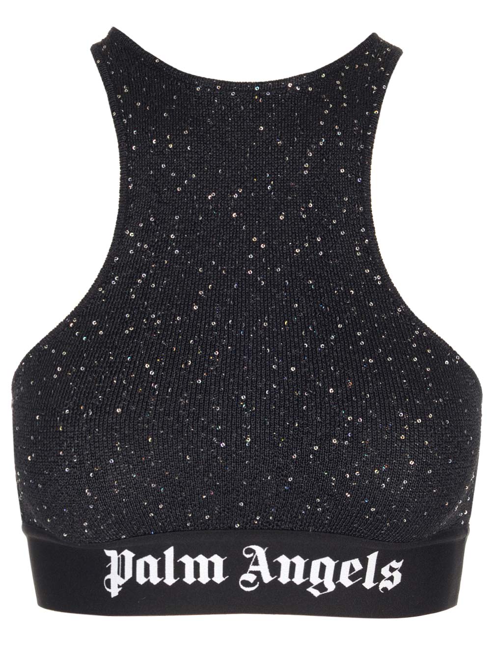 Shop Palm Angels Knit Top In Nero/bianco