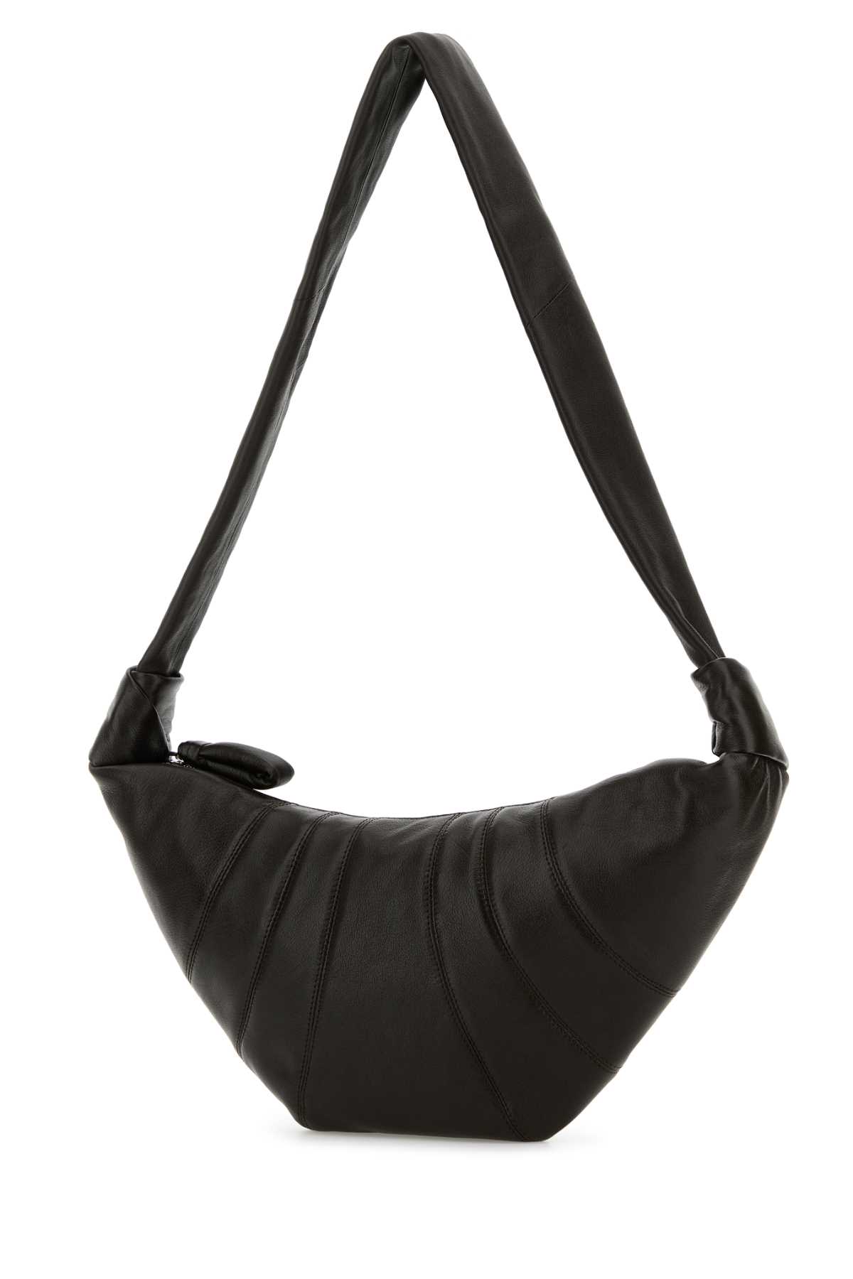 Lemaire Dark Brown Leather Medium Croissant Crossbody Bag In Brown