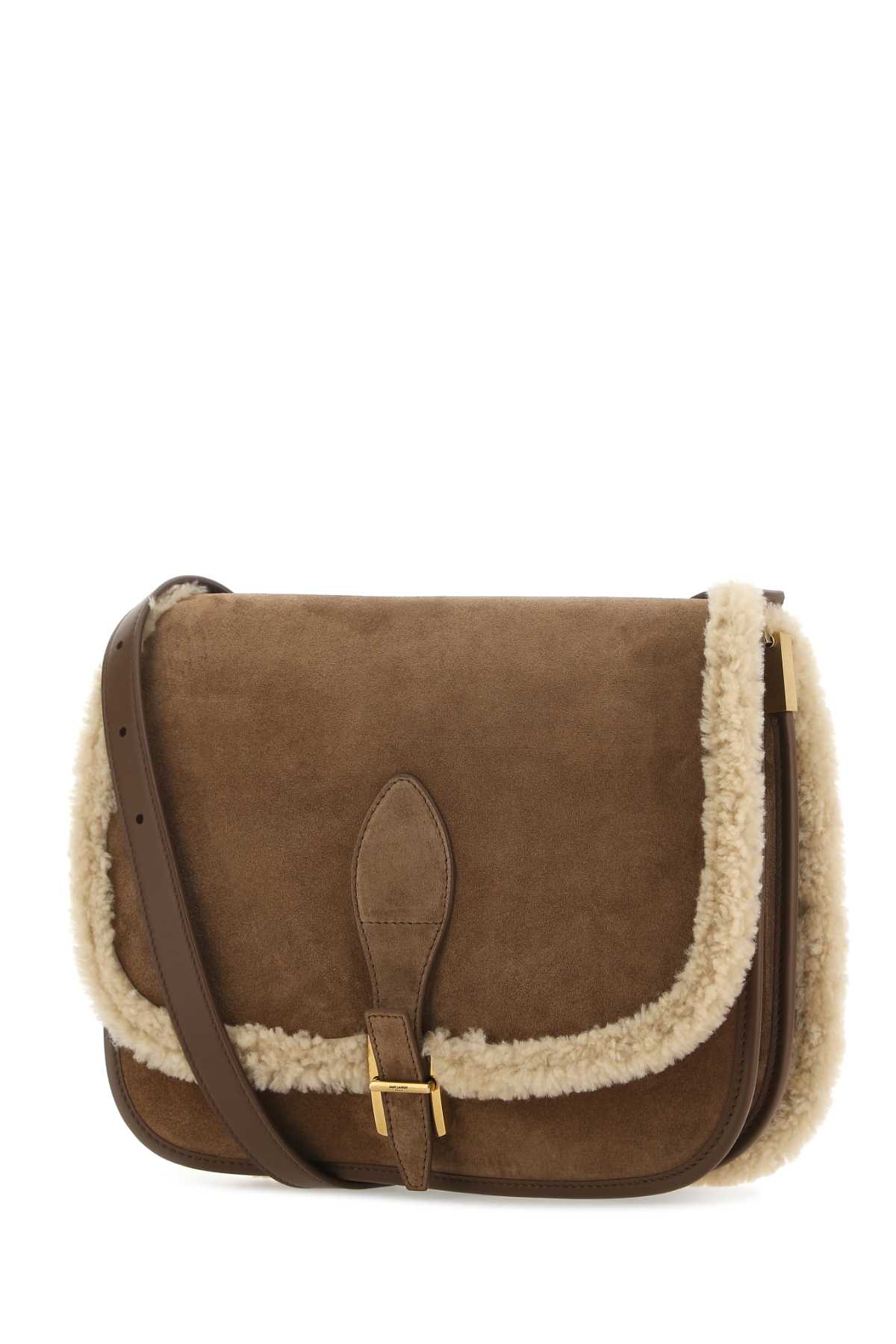 SAINT LAURENT BROWN SUEDE CROSSBODY BAG 