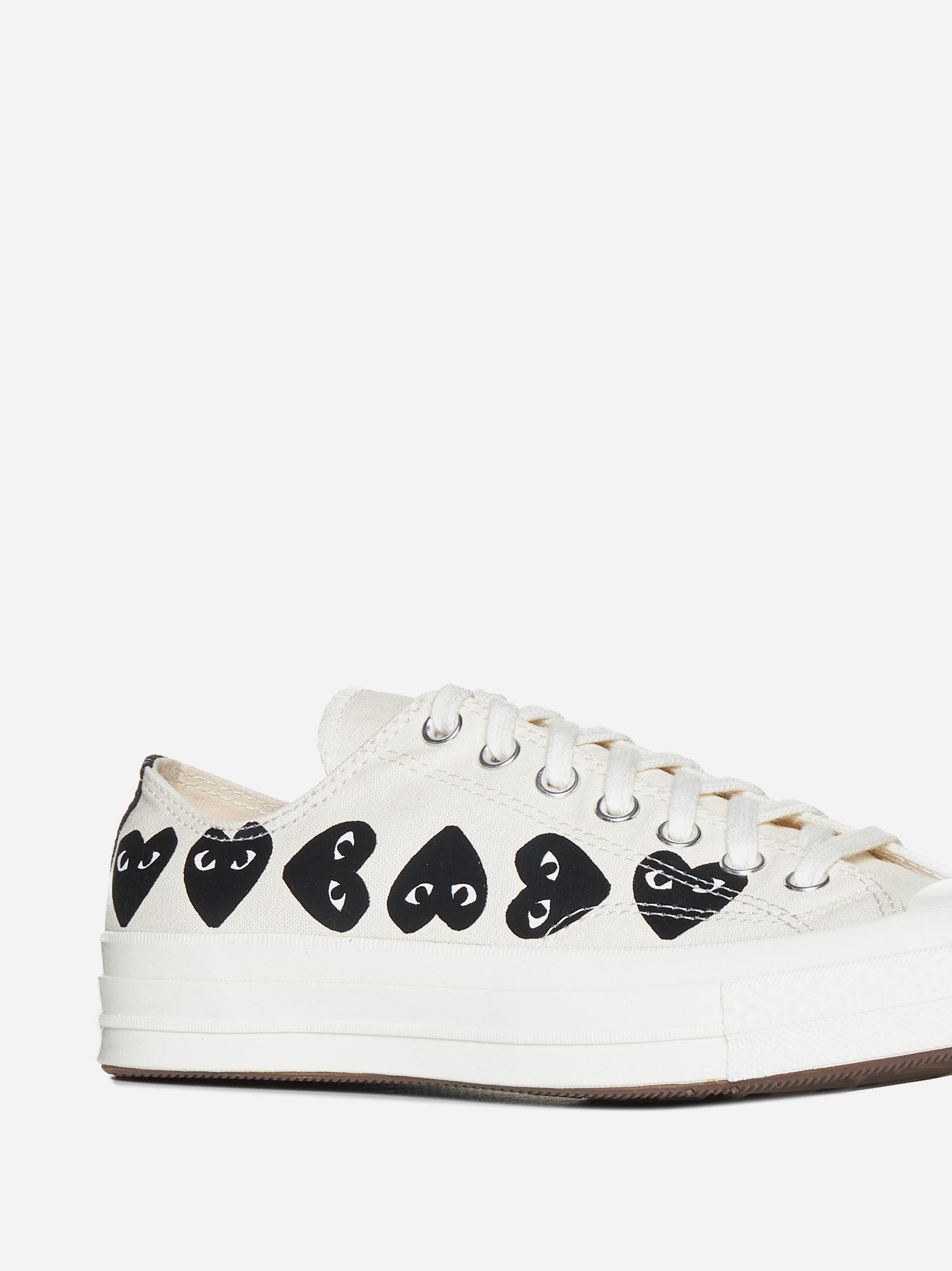Shop Comme Des Garçons Play X Converse Canvas Low-top Sneakers In White