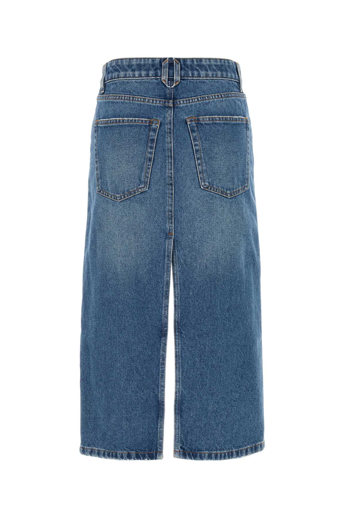 Stella Mccartney Tweed Denim Midi Skirt In Vintagebluedenim