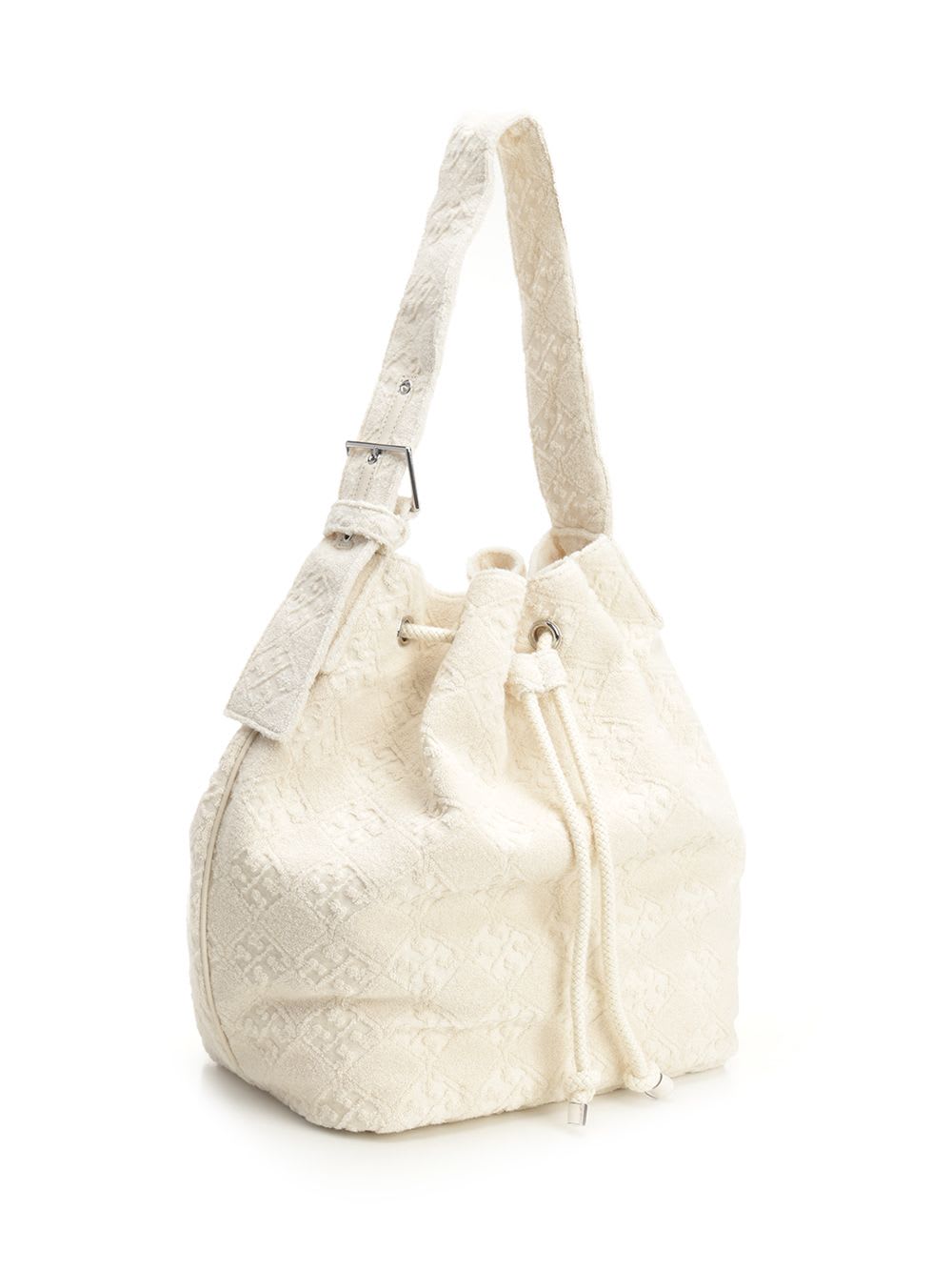 Tory Burch T Monogram Terry Oversized Bucket Bag Handbags Beige In Neutral