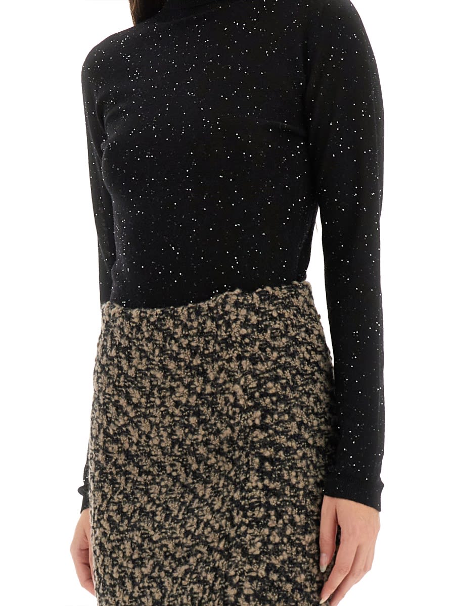 Fabiana Filippi Sequin Turtleneck Sweater Sweaters And Cardigans Black In Blue