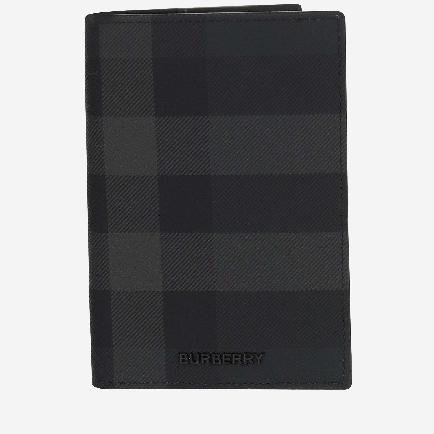 Shop Burberry Wallet With Check Pattern In Grey