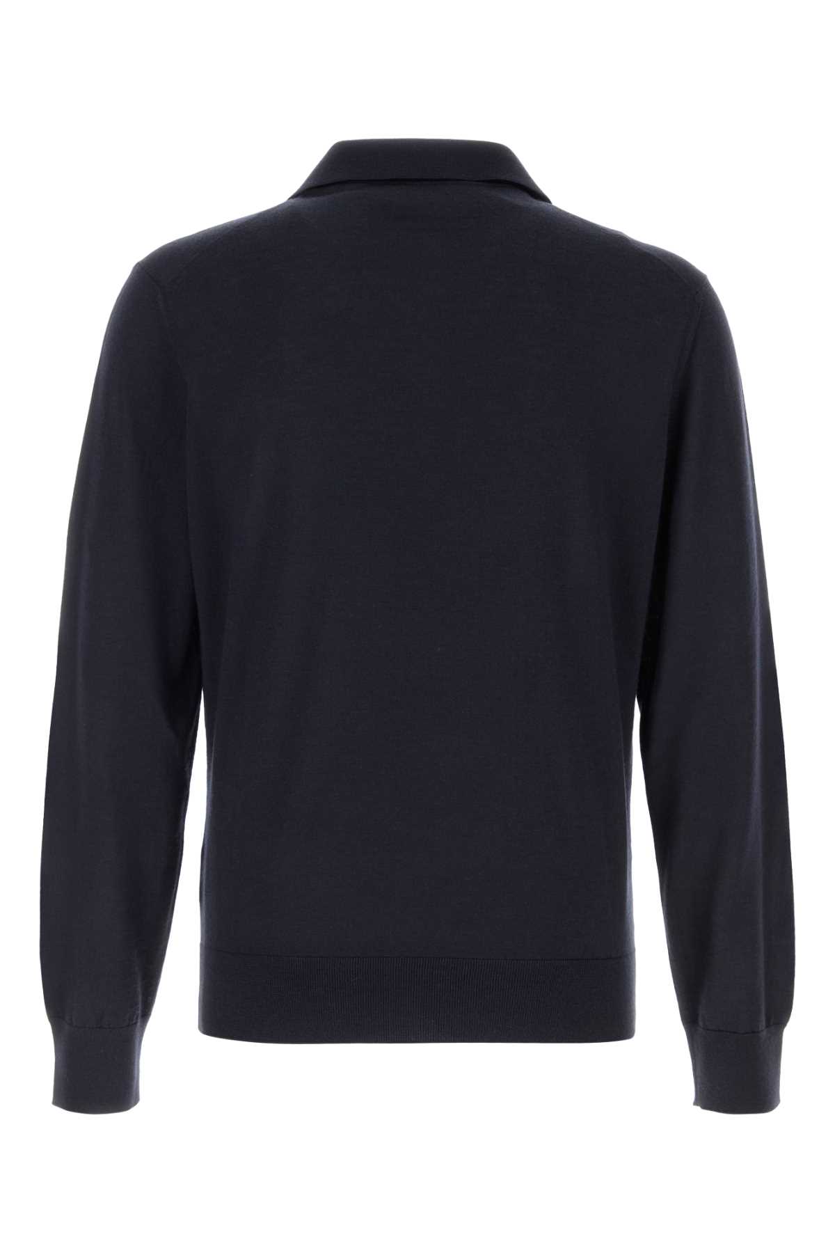 Zegna Midnight Cashmere Blend Polo Shirt In Blue
