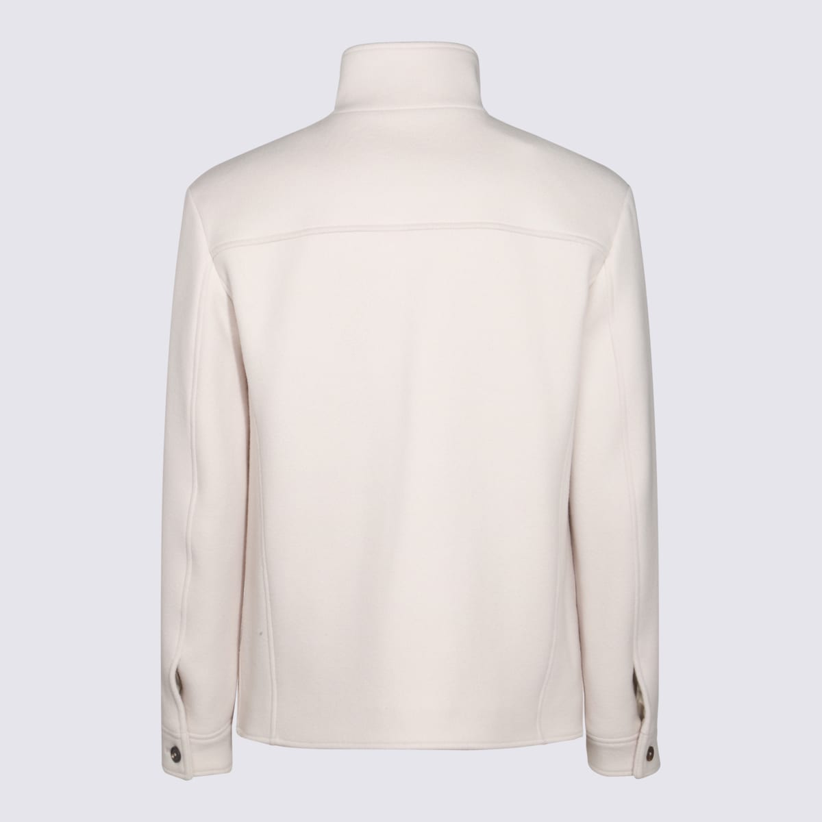 Shop Eleventy White Wool Casual Jacket In Beige