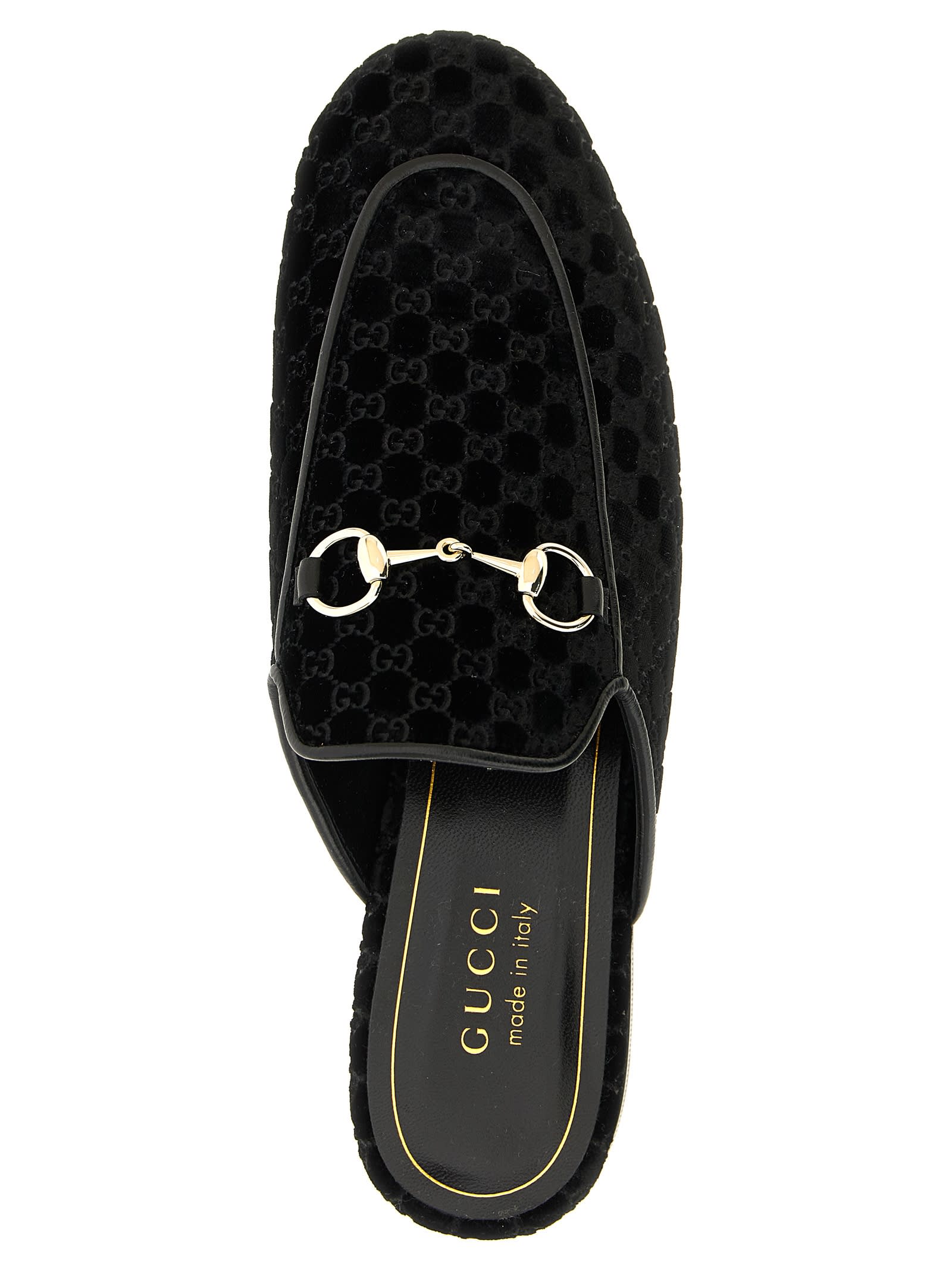 Gucci Women Princetown Gg Supreme Velvet Mule In Black