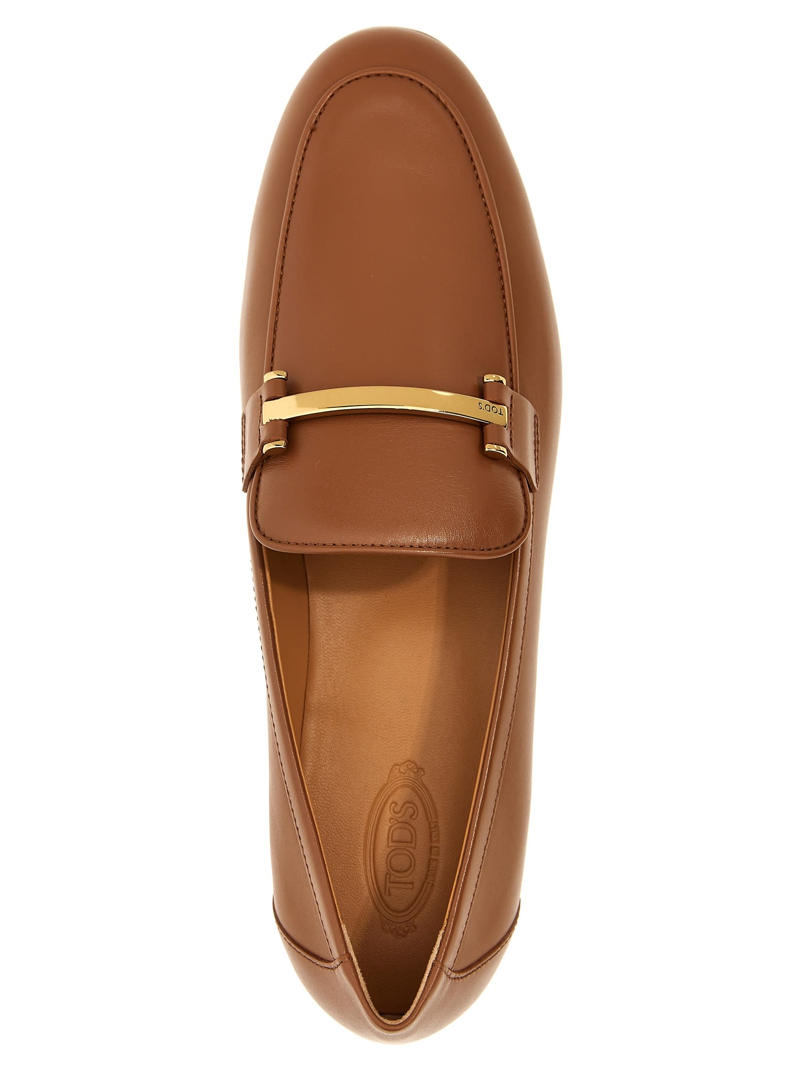 Shop Tod's Horsebit Loafers In Brown