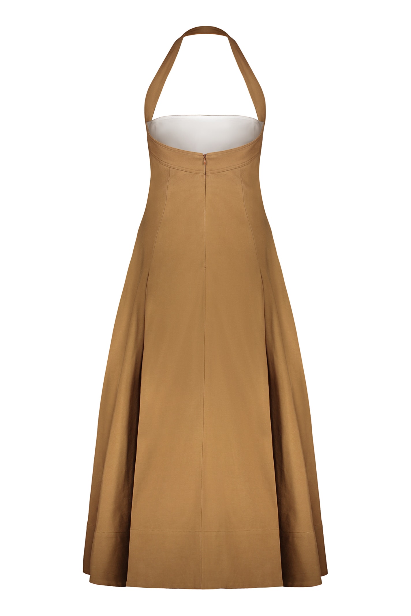 Shop Khaite Lalita Cotton Pleated Midi Dress In Brown