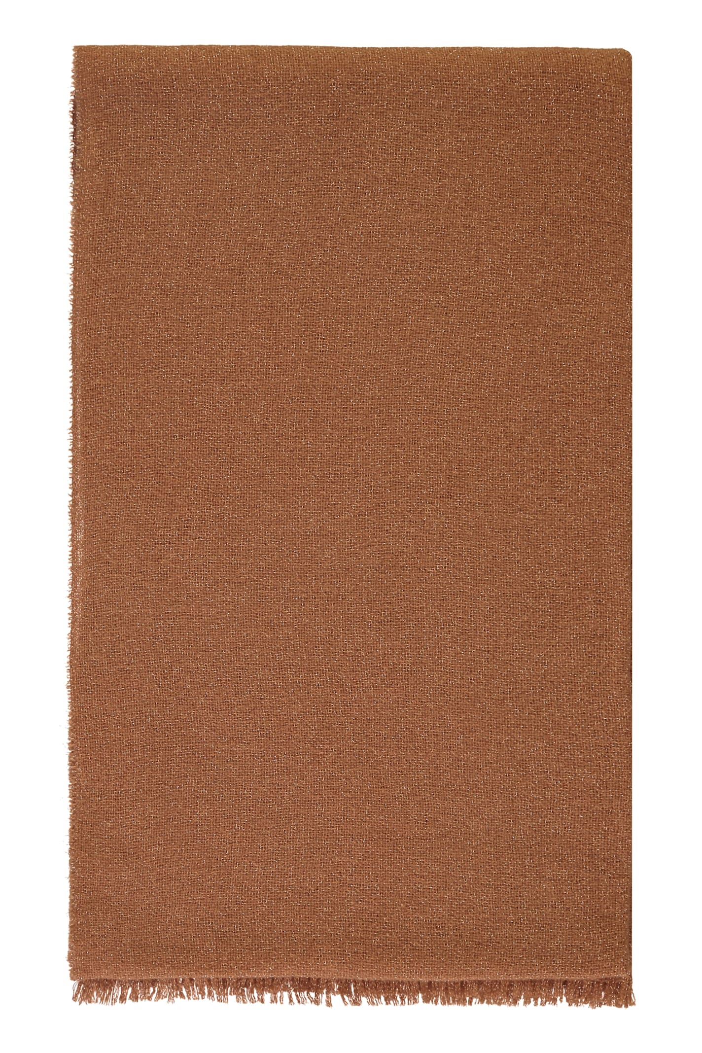 Fabiana Filippi Metallic-threading Frayed-hem Scarf In Camel