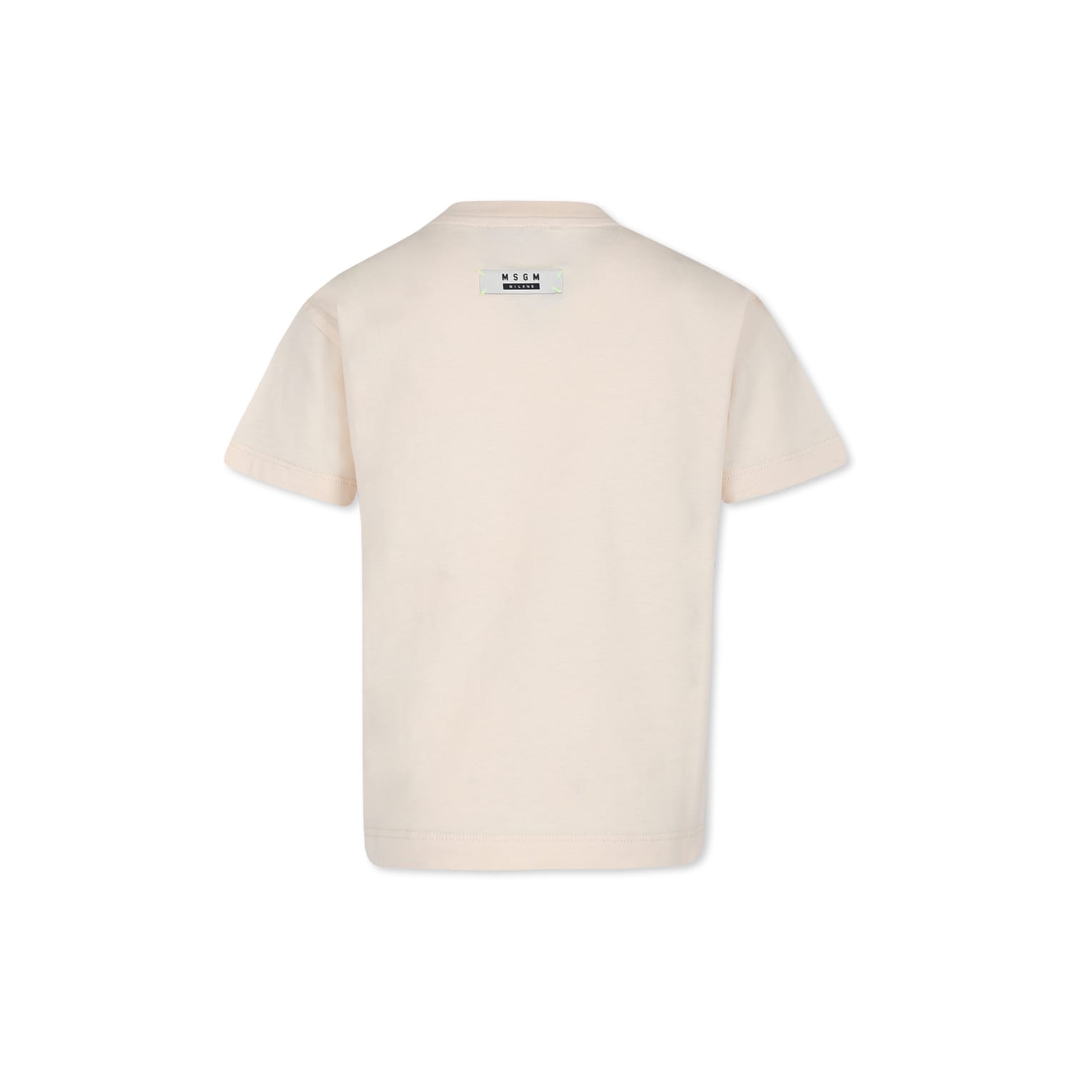 MSGM IVORY T-SHIRT FOR KIDS WITH LOGO 