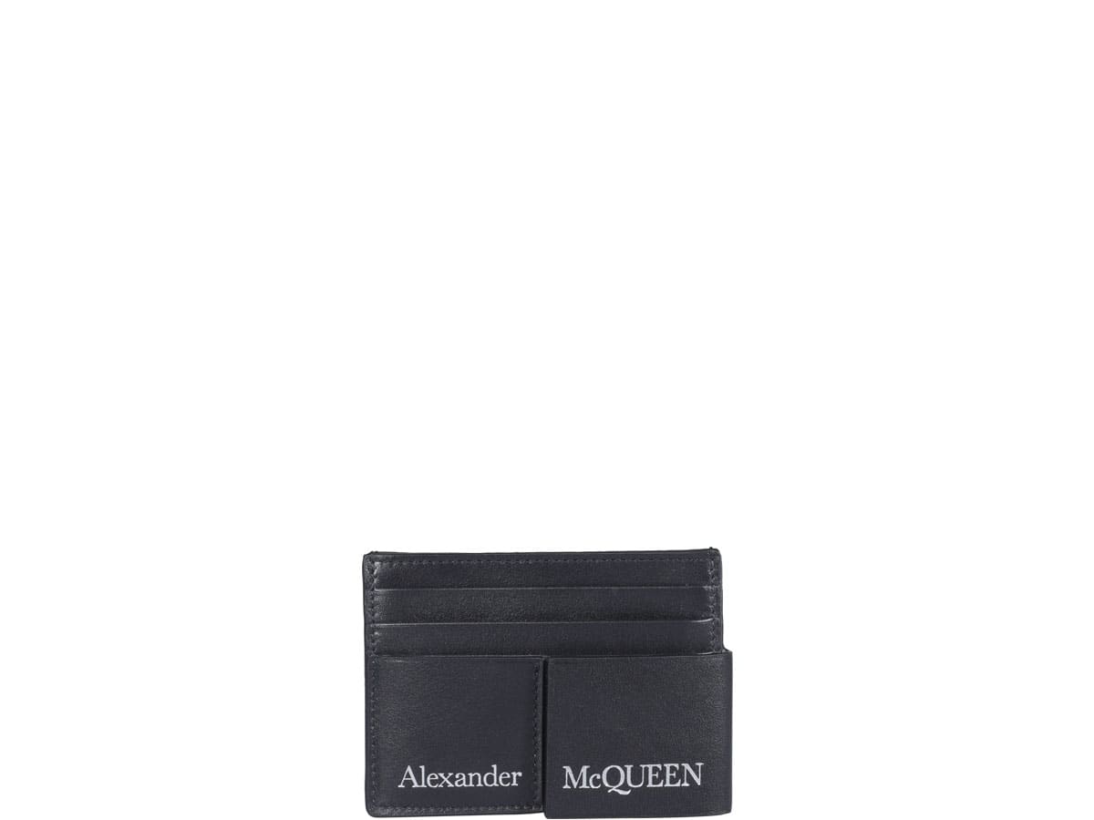 Shop Alexander Mcqueen Logo Card Holder In Black