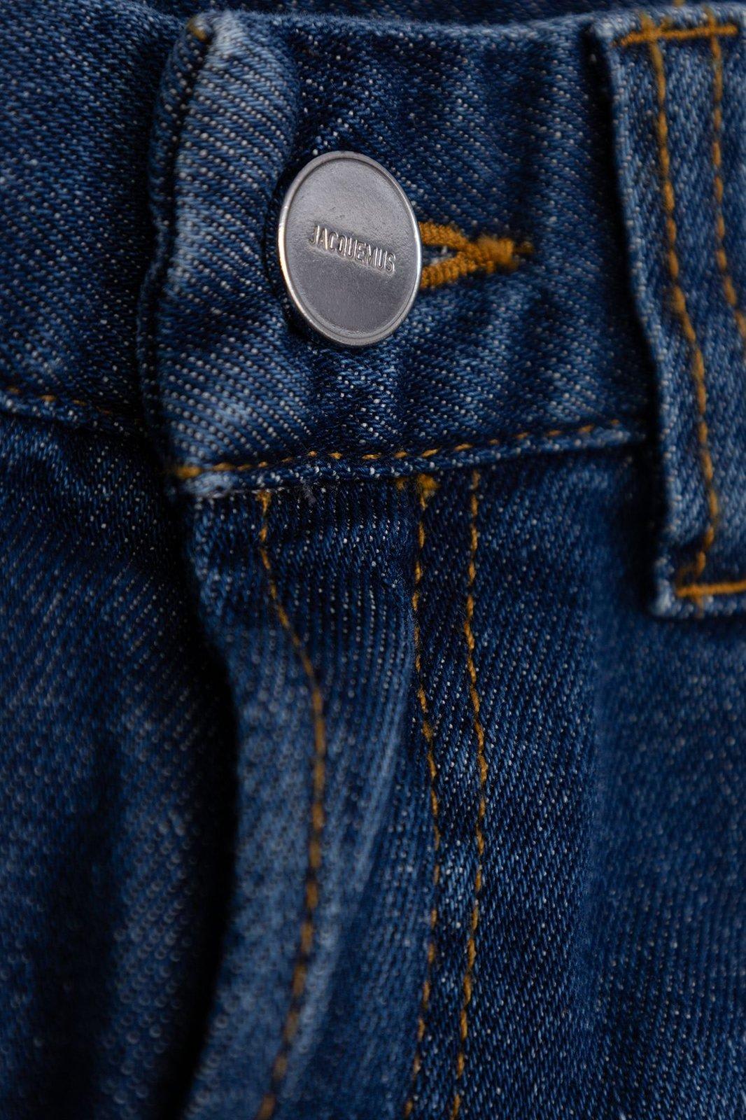 Shop Jacquemus Lenfant Logo Patch Denim Jeans In Denim Blue