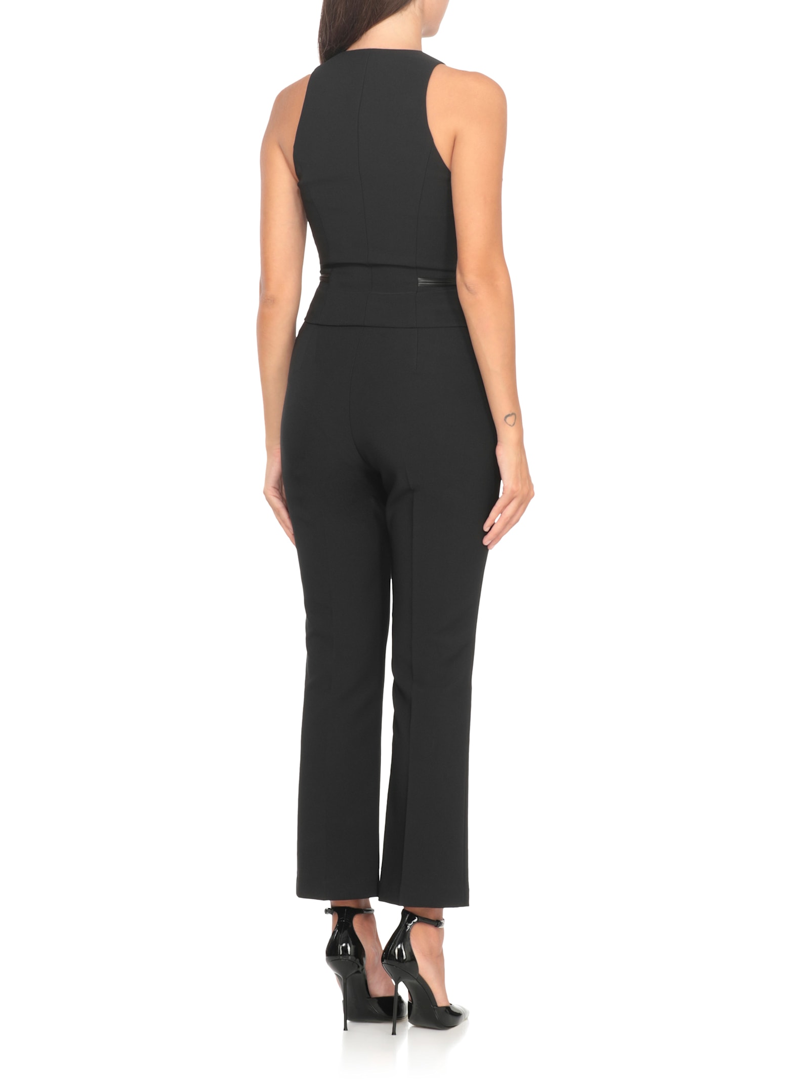 Elisabetta Franchi Double Crepe Top With Black Zip Details In Multi