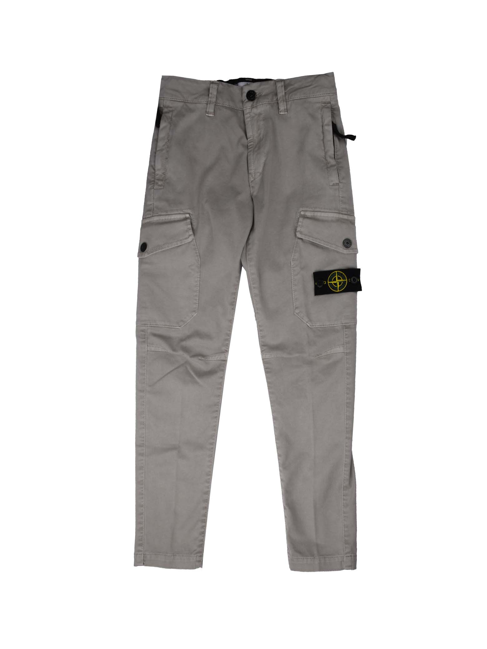 Stone Island Junior Gray Pants With Pockets
