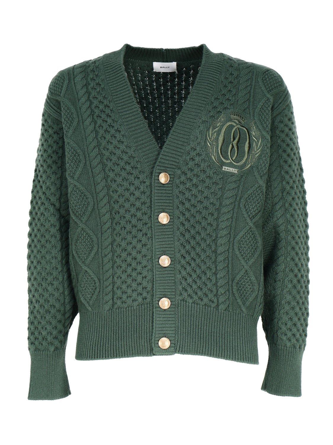 BALLY LOGO MOTIF EMBROIDERED BUTTONED CARDIGAN