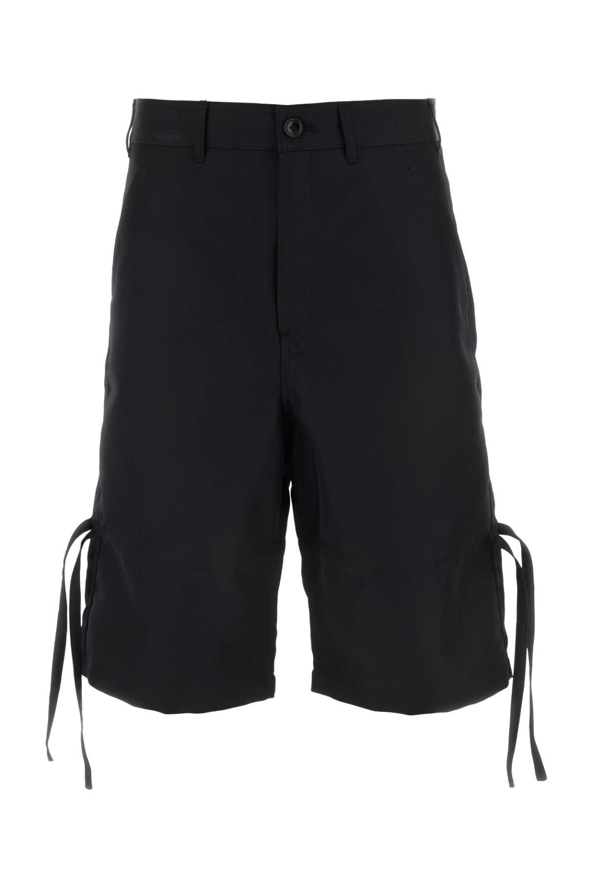 Shop Comme Des Garçons Black Polyester Bermuda Shorts