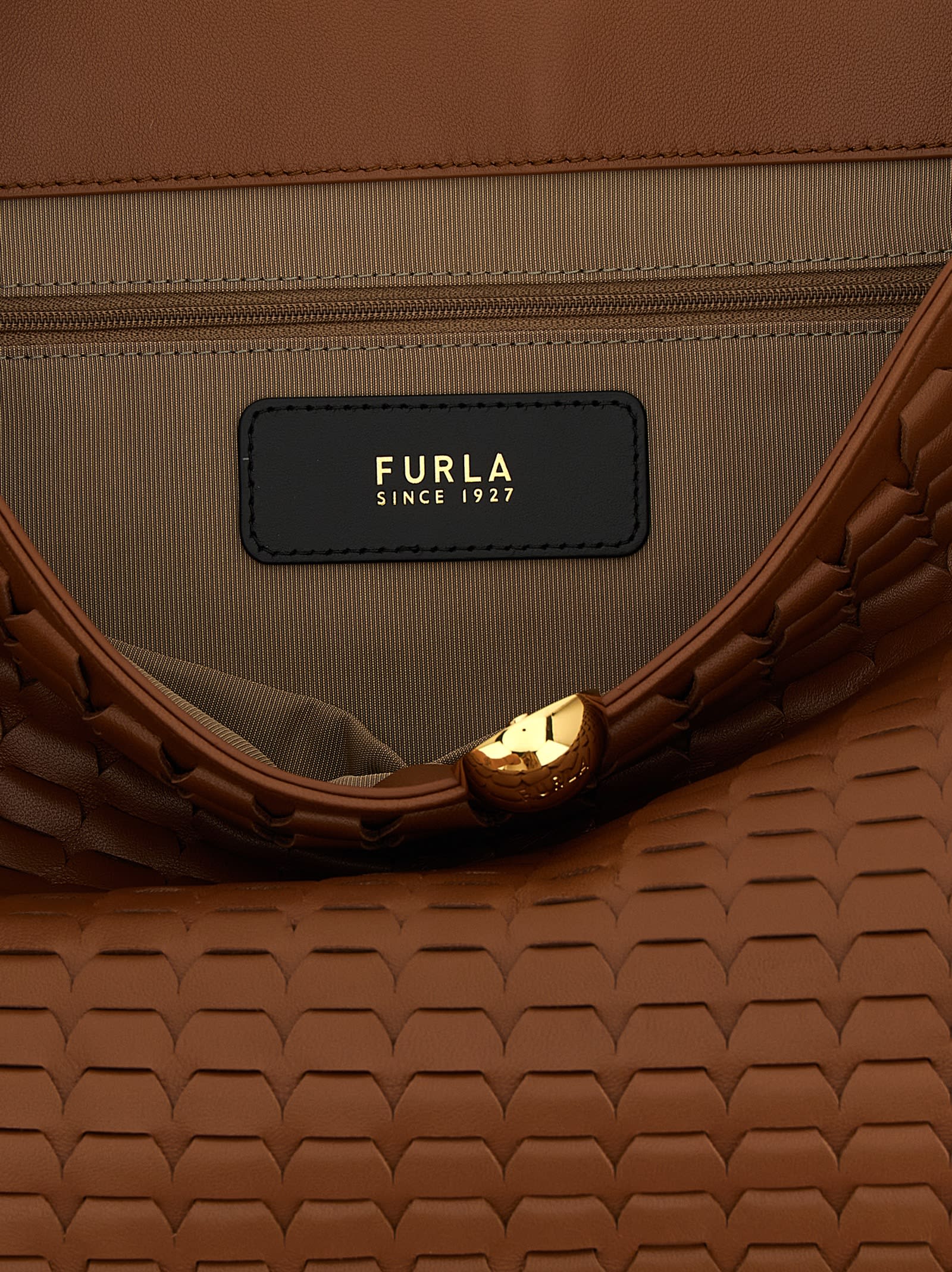Furla Sfera Soft Shoulder Bag In Brown
