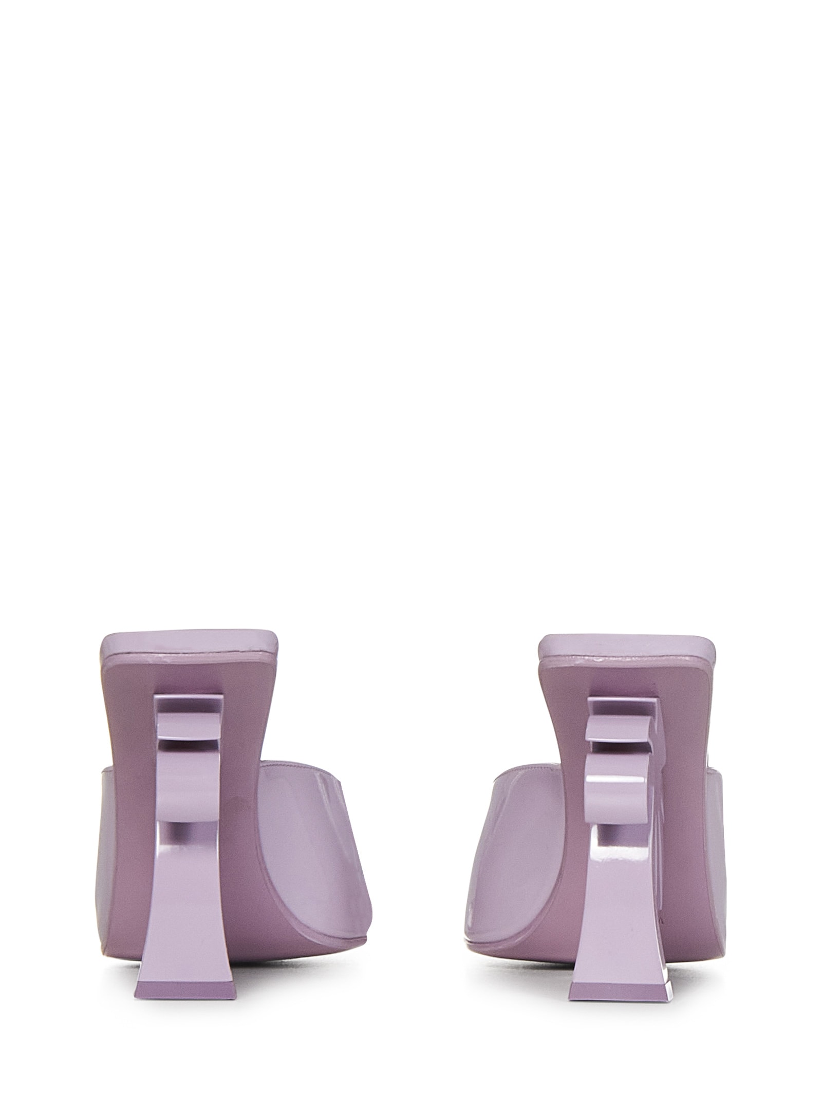 Palm Angels 'palm Tree' Purple Mules With Palm Tree-shaped Heel In Pink
