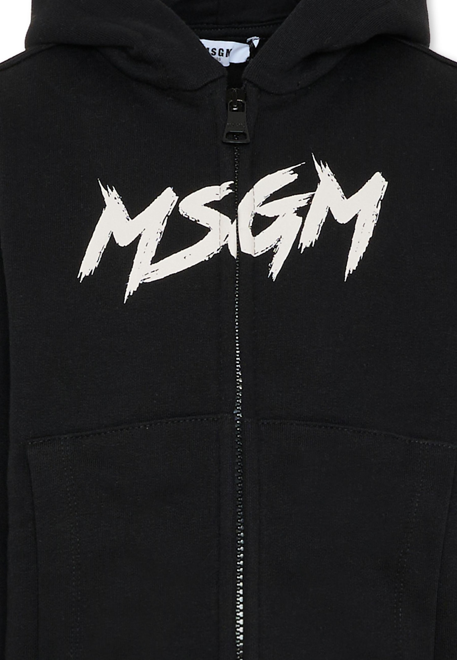 Msgm Black Sweatshirt For Kids With Logo In Black
