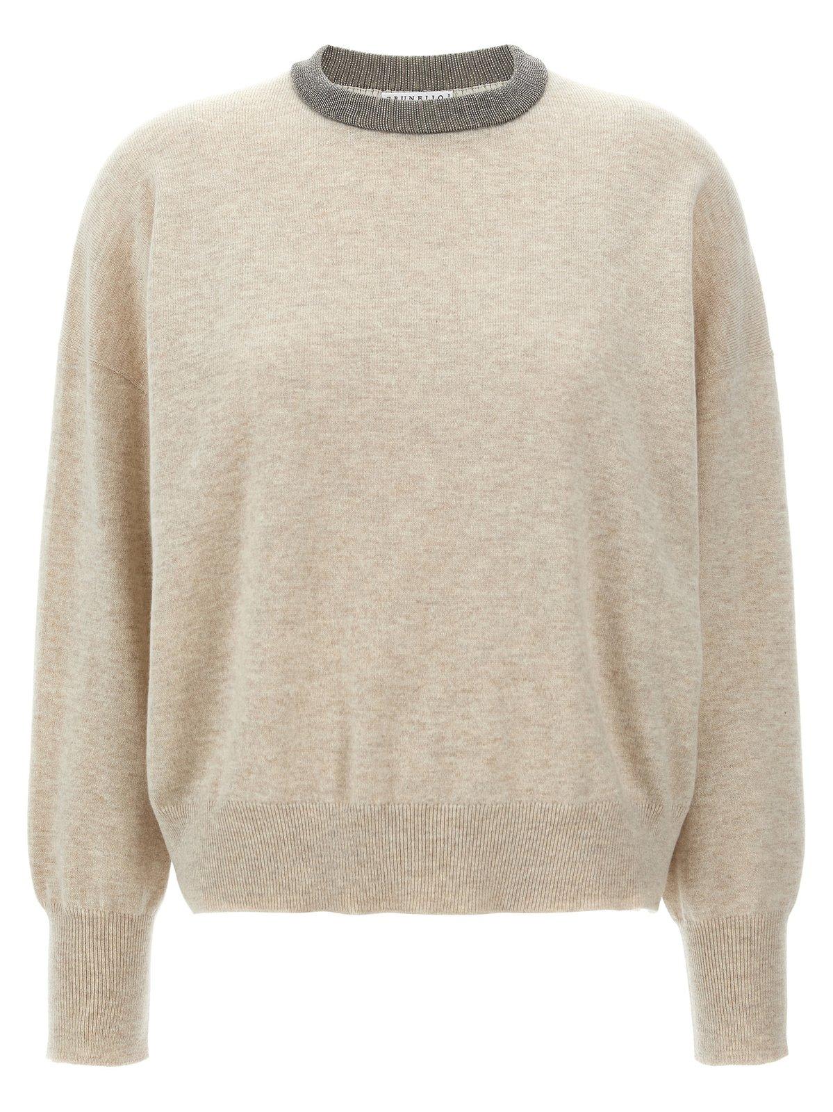 Shop Brunello Cucinelli Monile-detailed Knit Jumper In Neutrals