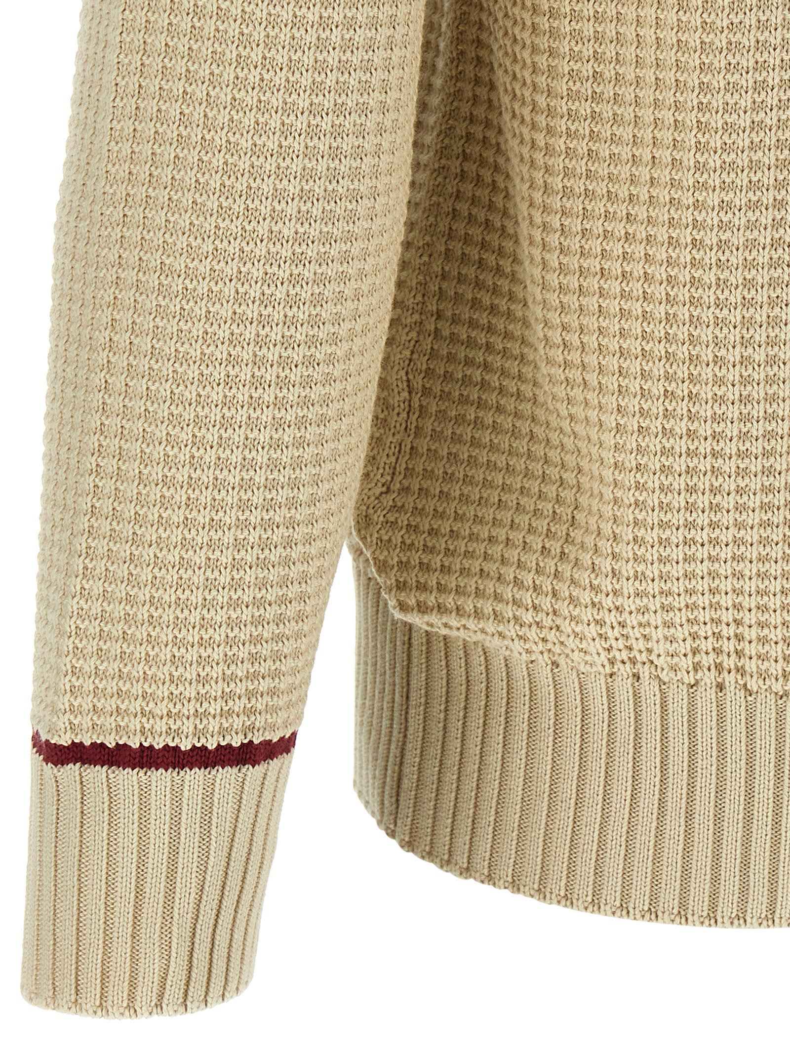 Brunello Cucinelli Waffle Stitch Cotton Sweater Sweaters And Cardigans Beige In Neutral