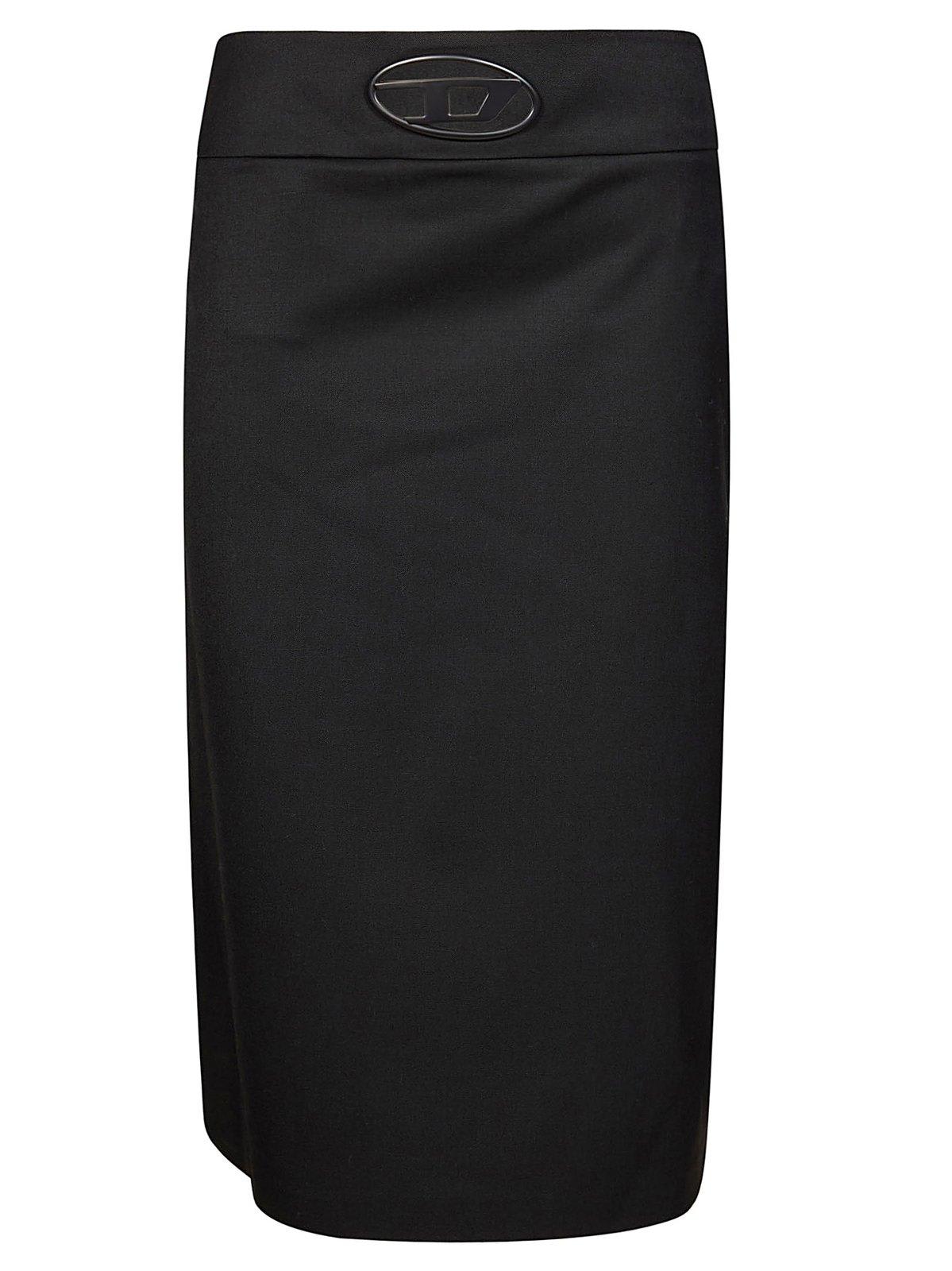 Diesel A-line Midi Skirt In Nero