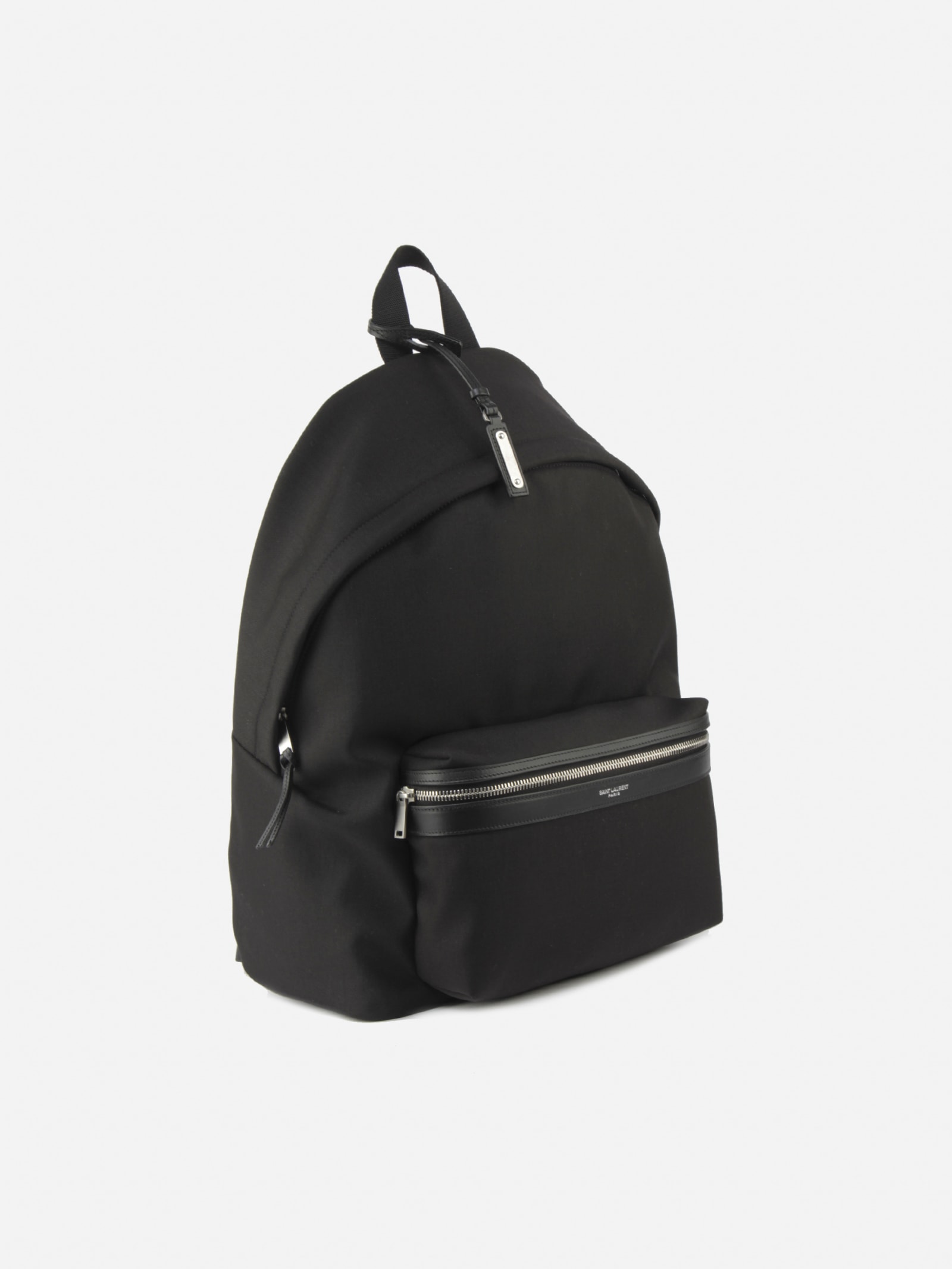 Shop Saint Laurent City Backpack In Canvas, Nylon And Leather In Black