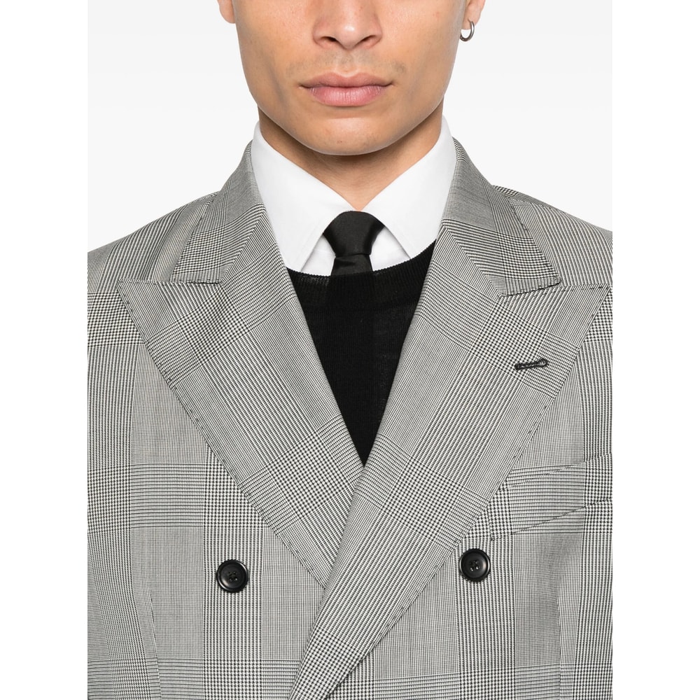 Reveres 1949 Double-breasted Checked-pattern Suit In Gray