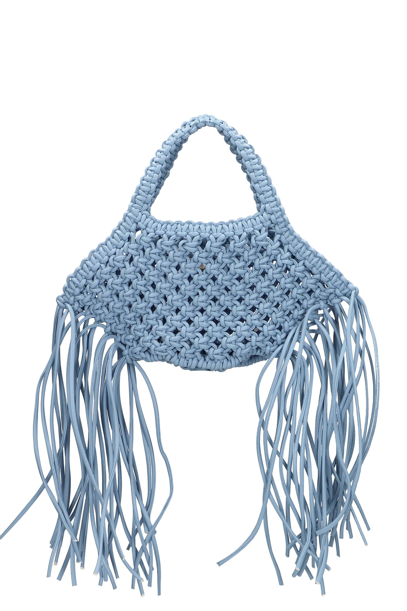 YUZEFI Mini Woven Basket Hand Bag In Cyan Polyester