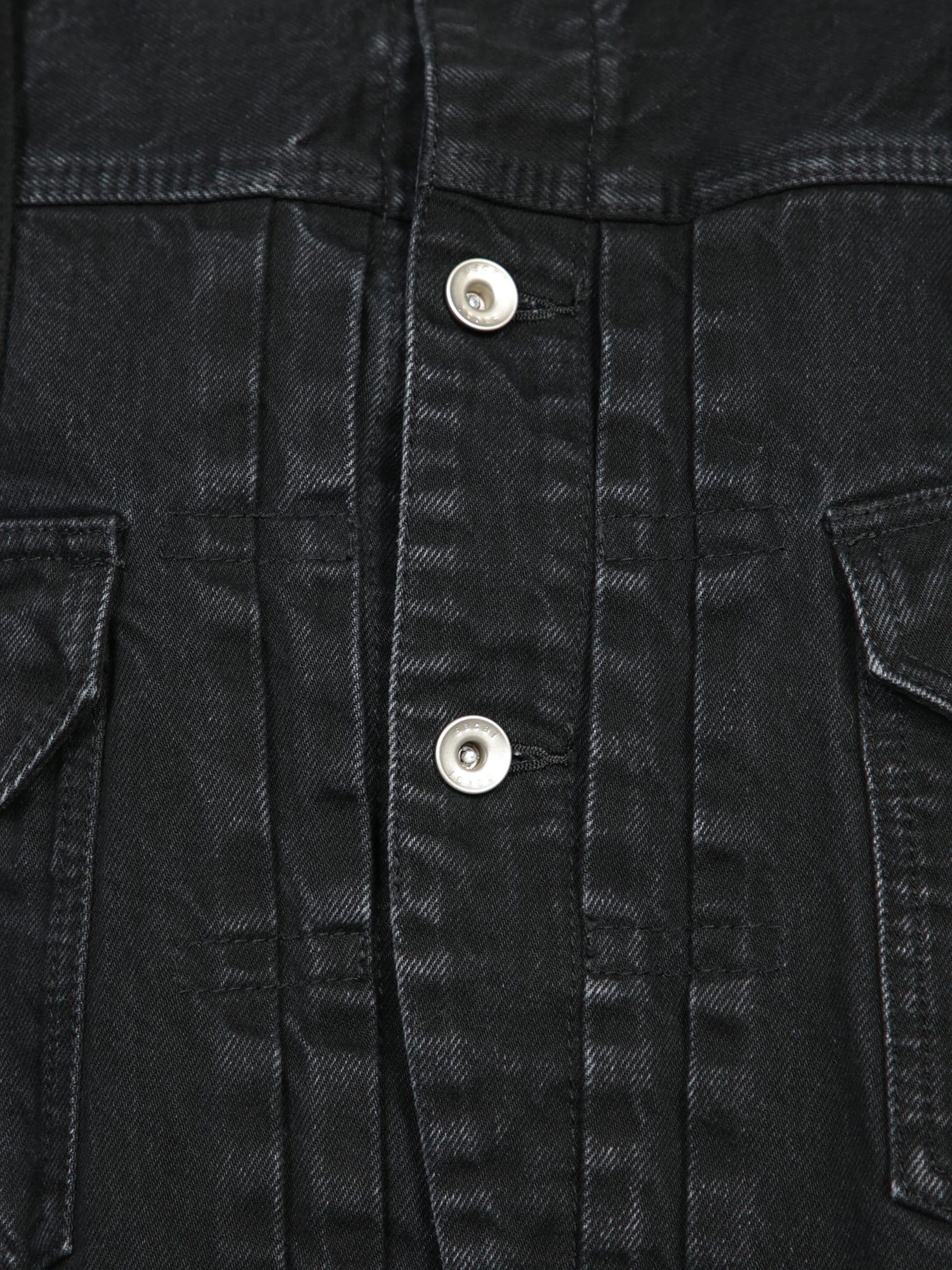 Shop Sacai Black Wool Denim Jacket