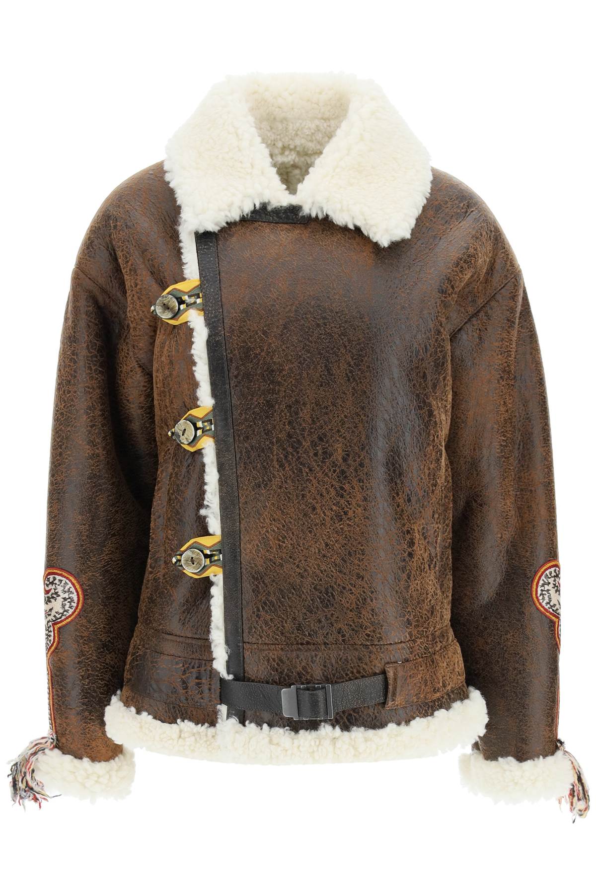 ETRO SHEARLING JACKET WITH ETHNIC EMBROIDERY