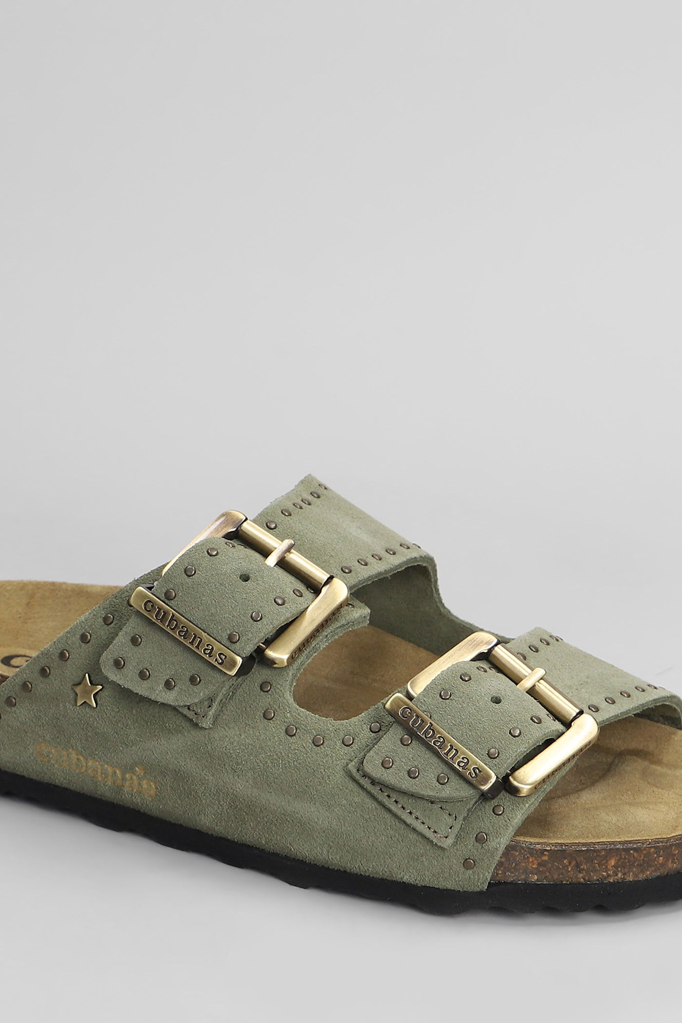 Cubanas Amalia Flats In Green Suede