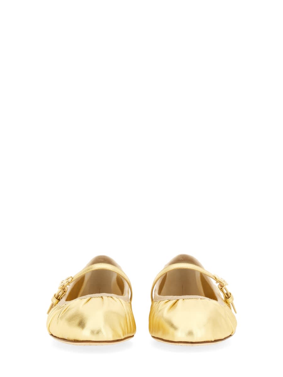 Shop Dolce & Gabbana Mordoré Nappa Ballerina In Gold