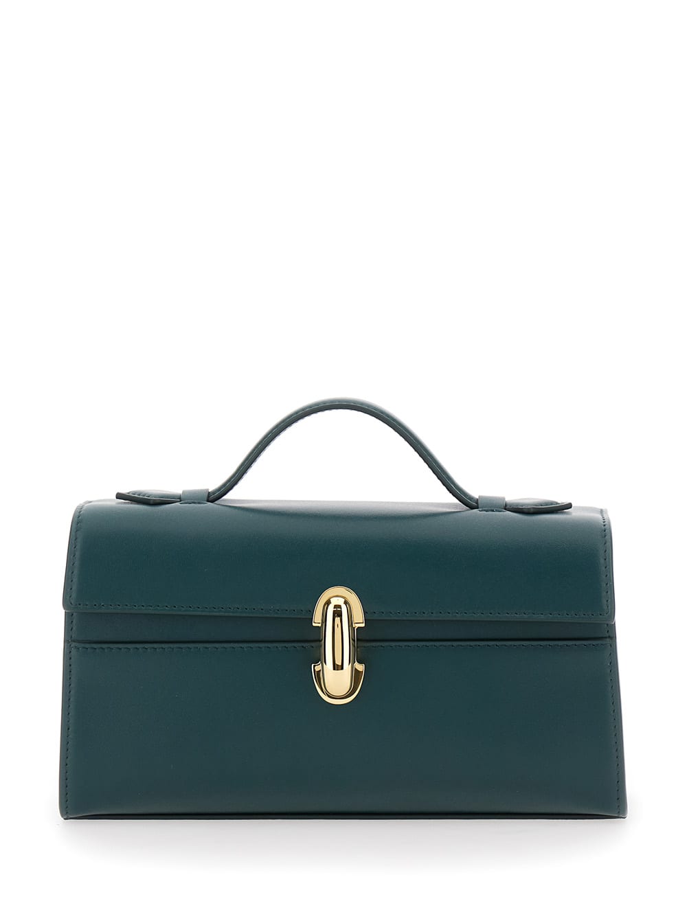 Savette Symmetry Pochette In Smooth Calf Leather In Green