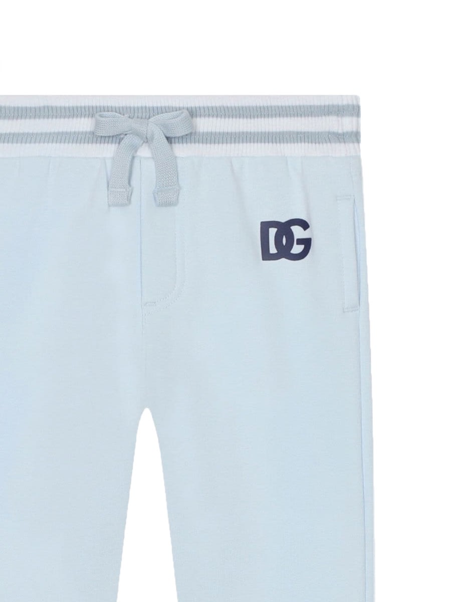Dolce & Gabbana Logo-embroidered Cotton Track Pants In Baby Blue