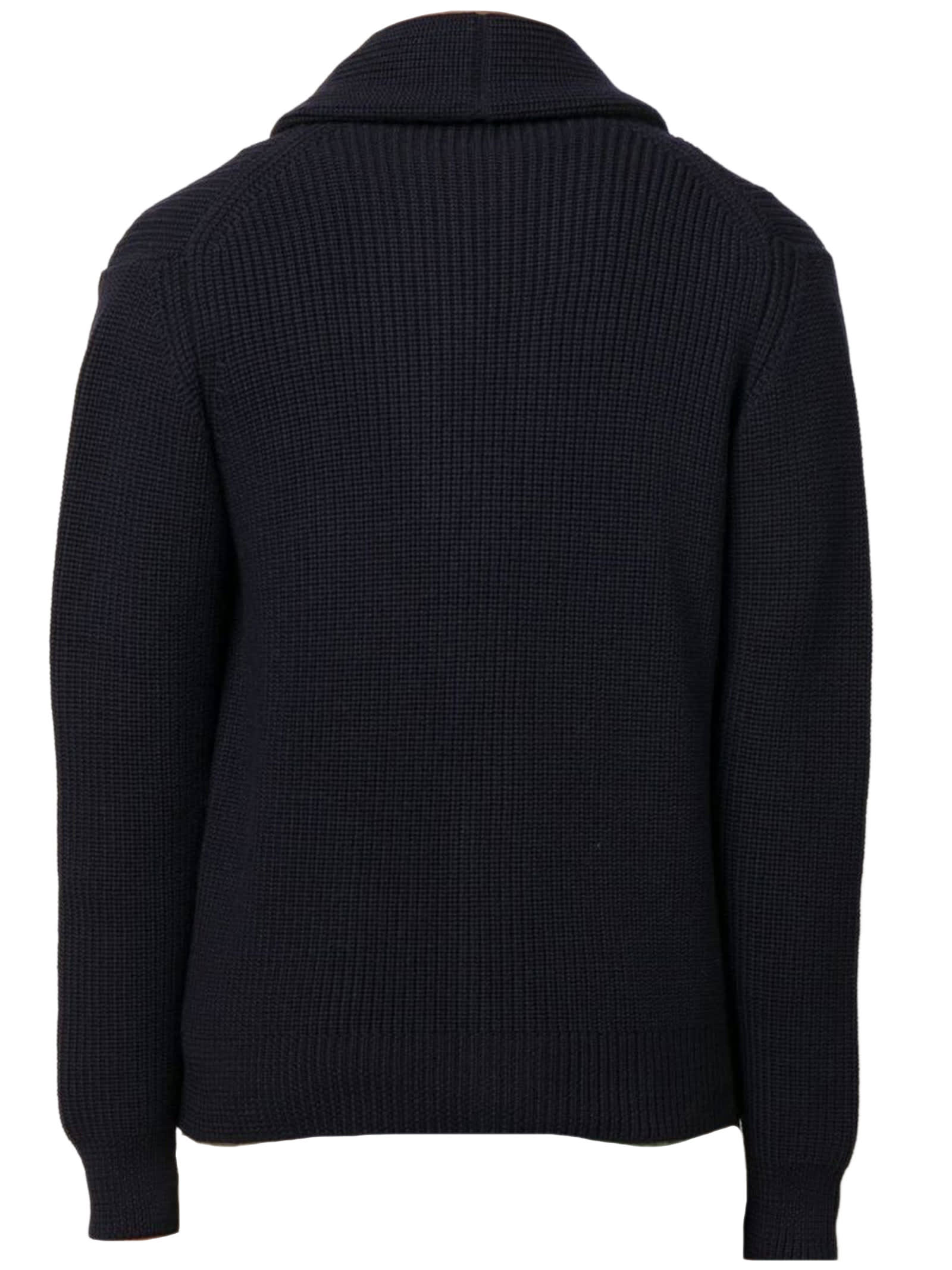 Shop Drumohr Navy Blue Merino Wool Cardigan