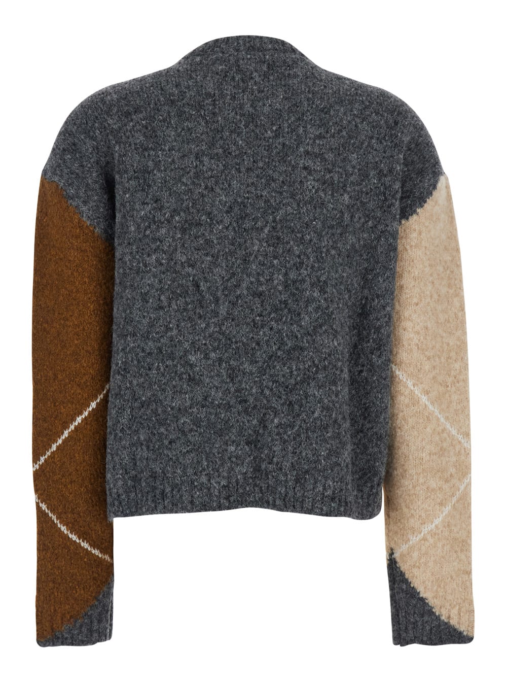 Semicouture Brown Sweater With Round Neck And All-over Argyle Motif In Wool Blend Woman In Brown